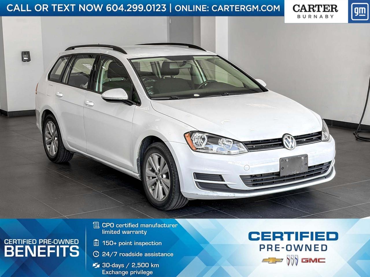 Experience year-round confidence in this 2017 Volkswagen Golf S AWD, powered by a spirited 1.8L turbocharged engine paired with Volkswagens capable 4Motion all-wheel drive system. Enjoy heated premium cloth seats, a leather-wrapped multifunction steering wheel, Bluetooth connectivity, Apple CarPlay, Android Auto, and a versatile cargo area with flexible fold-flat seating. Stylish 16-inch alloy wheels, heated mirrors, and advanced safety features like a rearview camera and electronic stability control add peace of mind to every drive. Come take it for a test drive today and experience all this stylish vehicle has to offer!

WHY CARTER GM BURNABY?

- An unrivalled vehicle purchasing experience!
- Exceeding our loyal customers expectations since 1963
- 4.5 Google star rating (with 2,300+ customer reviews)
- Cargurus Top-rated Dealer 2025 Award
- Cargurus Top Value Dealer 2025 Award
- Peace of mind - 150-point vehicle inspection
- CARFAX - full vehicle service history - purchase with confidence!
- Vehicle trades welcome! Best price guaranteed!
- We provide upfront pricing, zero hidden fees, and 100% transparency
- Fast approvals and 99% acceptance rates (no matter your current credit status!)
- Multilingual staff (many languages spoken)
- Comfortable non-pressured environment with in-store television, WIFI and a childrens play area!
- In-store restaurant: fresh daily menu





Were here to help you drive the vehicle you want, the vehicle you deserve!
QUESTIONS? GREAT! WEVE GOT ANSWERS!
To speak with a friendly vehicle specialist - CALL NOW!
The advertised price includes all standard dealer fees and any applicable manufacturer or dealer incentives. It does not include applicable taxes, licensing, insurance, or optional products or services. Dealer fees will be clearly broken out and itemized on the bill of sale, maximum total of fees $595.00. Prices are shown in Canadian dollars. While we make every effort to ensure accuracy, vehicle details, pricing, options, and availability are subject to change without notice. Please confirm all information with dealership sales management before purchase. Dealer Code: 81129