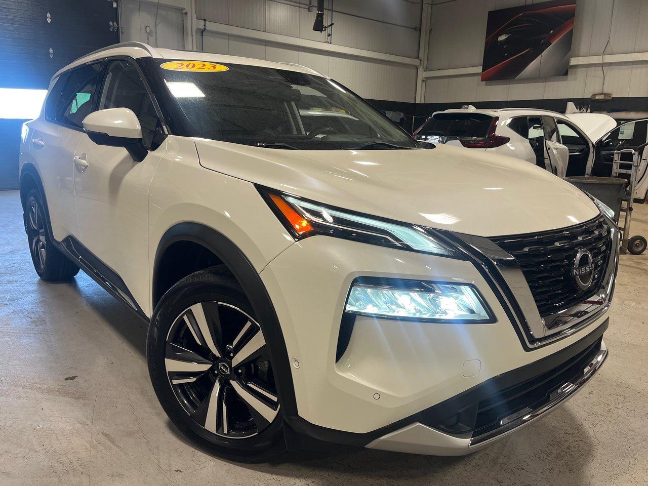 <span>The 2023 Rogue infuses Nissans best-selling model with new architecture: more space, more technology, more safety, more power, better acceleration, a higher-tech all-wheel-drive system, and rugged SUV styling. And as a Platinum, the Rogue is infused with extraordinary levels of luxury, too.&nbsp;</span>




<span>In any Rogue, standard equipment levels are high, with heated seats/steering wheel, Rear Door Alert, pushbutton ignition, dual-zone automatic climate control, Apple CarPlay/Android Auto, an 8-inch touchscreen, and high-tech gear like blind spot monitoring, lane departure warning, forward collision warning, rear cross traffic alert, ProPILOT Assist, panoramic sunroof, proximity access, remote start, 8-way power drivers seat, upgraded audio, roof rails, 18-inch alloys, and an Around View Monitor. Yeah, theres a lot. Dont forget the power liftgate, heated rear seats, integrated rear sunshades, and remarkably efficient turbocharged engine.</span>




<span>But this is a very low-mileage 2023 Rogue Platinum, so theres even more: quilted leather, Bose audio, wireless charging, wireless Apple CarPlay, head-up display, memory settings for the drivers power functions, an enlarged 9-inch centre screen, power passenger seat, tri-zone automatic climate control, front and rear sonar, and a ProPILOT Assist system thats navigation-linked.</span>




<span>Be prepared for exceptional fuel efficiency, as well. The Rogue Platinums turbocharged engine is rated at 6.8 L/100km in highway driving.</span>




<span style=font-weight: 400;>Thank you for your interest in this vehicle. Its located at Centennial Nissan, 30 Nicholas Lane, Charlottetown, PEI. We look forward to hearing from you - call us at 1-902-892-6577.</span>