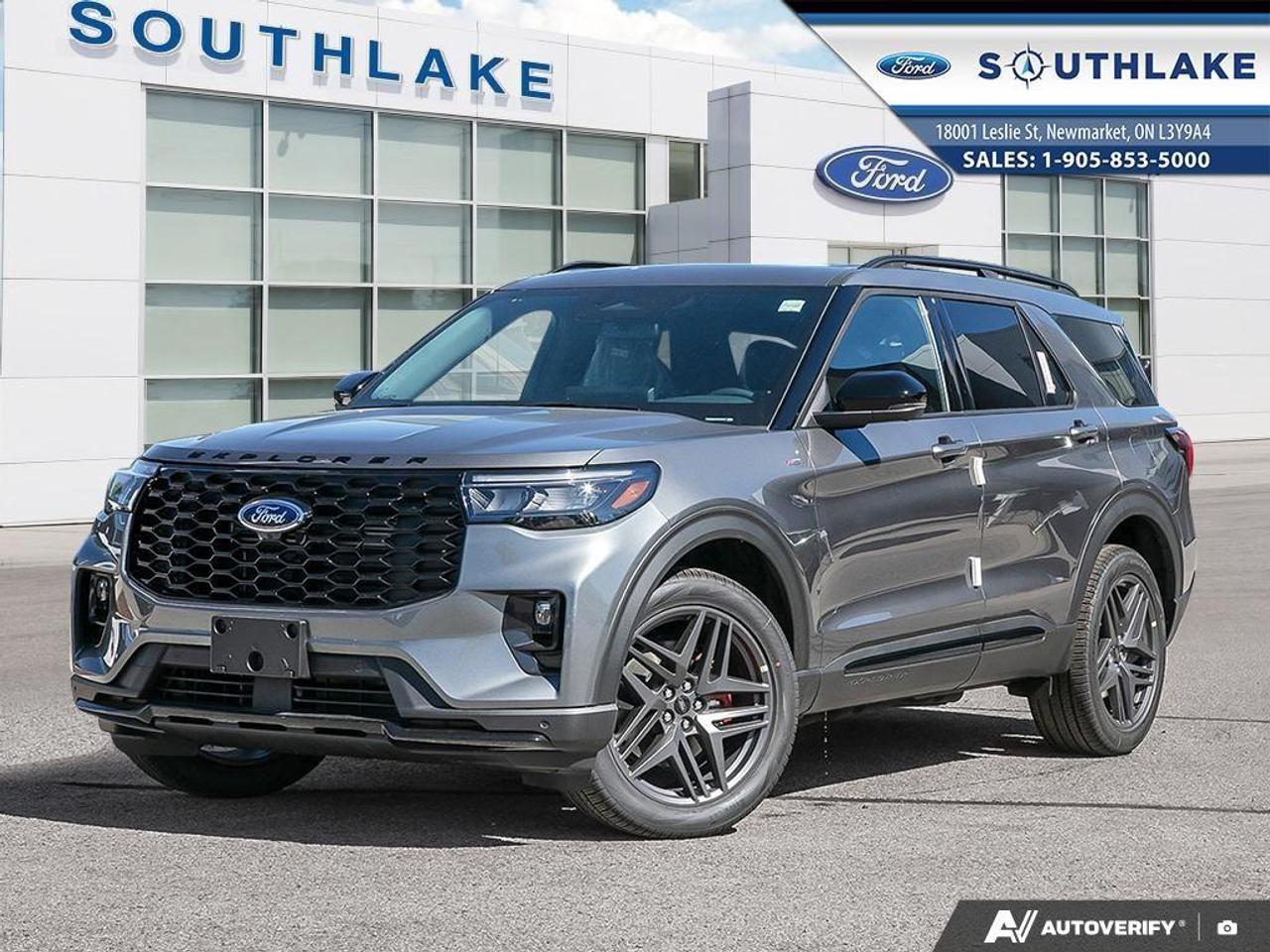 <p>Introducing the stunning 2026 Ford Explorer ST-Line 4WD in elegant gray, designed for those who crave both power and sophistication. This SUV offers a 4×4 drivetrain paired with an automatic transmission, ensuring you conquer both city streets and off-road adventures with confidence.</p> <p>Embodying urban allure, the Ford Explorer presents a commanding exterior with elegant carbonized grey metallic paint. Emphasizing its captivating design are features like 21" magnetite-painted aluminum wheels, red brake calipers, and a panoramic fixed glass moonroof that invites the sky into the cabin. Inside, you'll find Onyx heated unique cloth captain's chairs with red stitching, complemented by a leather steering wheel and ambient lighting that sets the perfect mood for any journey.</p> <p>Tech-savvy drivers will appreciate the advanced navigation system, backup camera, and Bluetooth connectivity, alongside the convenience of a remote start and Wi-Fi hotspot. Drive with peace of mind thanks to the BlueCruise hardware, lane assist, adaptive cruise control, and a suite of safety features, including parking sensors and brake assist, that prioritize your protection on the road.</p> <p>This Explorer is the perfect choice for Canadian families and adventure seekers looking for a blend of luxury and capability. Contact Southlake Ford today to experience the perfect vehicle for your lifestyle and hit the road with confidence and style.</p>