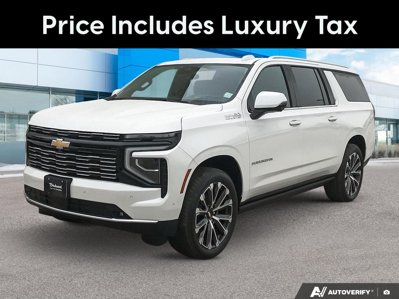 Price includes Added Accessories Plus Engine Block Heater | 	Technology and Entertainment Package | High Country Deluxe package | 3 Years Sirius XM | 	Super Cruise with Lane Keep Assist
Experience the future of SUVs with the 2025 Chevrolet Suburban High Country. This cutting-edge vehicle combines luxury, technology, and power to deliver an unparalleled driving experience.

Key Features:
- 15 diagonal multi-color Head-Up Display
- Enhanced Automatic Parking Assist
- 6.2L 8-cylinder engine with 4WD capability
- Bose 10-speaker Surround Sound System
- LED headlamps with animated lighting
- Heated steering wheel and second-row seats
- Power-folding third-row seats

Dont miss your chance to own this exceptional SUV. Reserve yours today, start the purchase process online, or contact us for any questions. Book a test drive to experience the 2025 Suburban High Country firsthand and discover why its the perfect choice for your familys adventures.
See three brands under one roof at Birchwood Chevrolet Buick GMC  the only place in Winnipeg where you can compare GMC, Chevrolet, and Buick all in one visit. Save yourself some time, see a great selection, and learn everything you need to know. 

Your Experience is Everything at Birchwood Chevrolet Buick GMC. 

Click, call (204) 837-5811, or visit Birchwood Chevrolet Buick GMC at the Birchwood Auto Park, 3965 Portage Avenue West at the Perimeter.

Dealer Permit #4240.
Dealer permit #4240