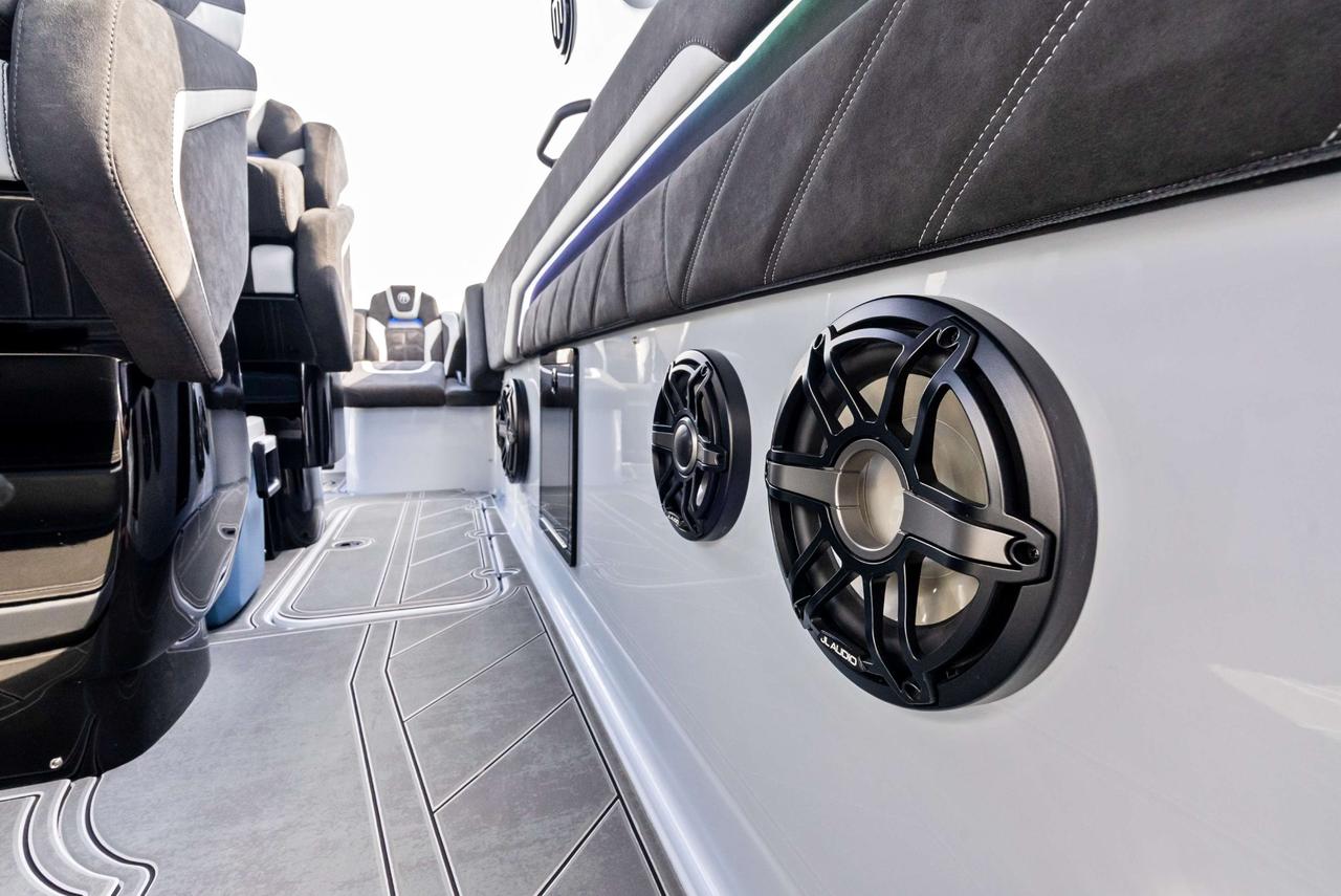 2027 Mystic Powerboats M4200 Center Console High-performance luxury center console is powered by quad 2026 Mercury Racing 500R outboards producing a combined 2,000 HP. Featuring a modified-vee fibreglass hull, joystick control, Seakeeper stabil Photo