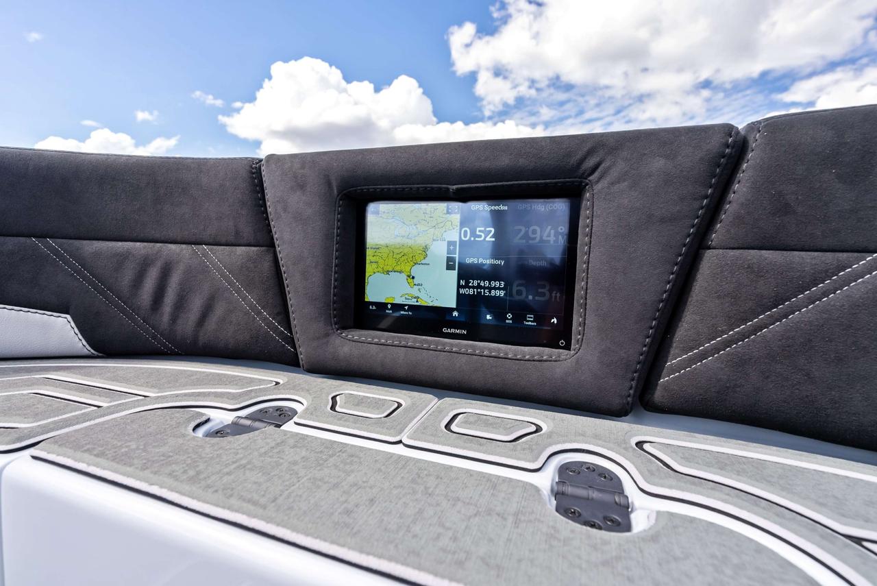 2027 Mystic Powerboats M4200 Center Console High-performance luxury center console is powered by quad 2026 Mercury Racing 500R outboards producing a combined 2,000 HP. Featuring a modified-vee fibreglass hull, joystick control, Seakeeper stabil Photo