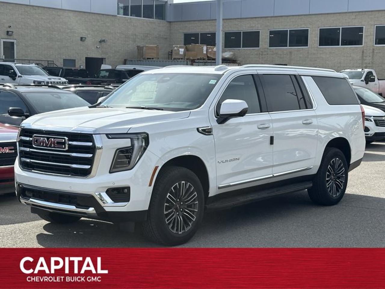 This GMC Yukon XL delivers a Gas V8 5.3L/ engine powering this Automatic transmission. ENGINE, 5.3L ECOTEC3 V8 with Dynamic Fuel Management, Direct Injection and Variable Valve Timing, includes aluminum block construction (355 hp [265 kW] @ 5600 rpm, 383 lb-ft of torque [518 Nm] @ 4100 rpm) (STD), Wireless Phone Charging, for portable devices, Wireless Apple CarPlay/Wireless Android Auto.* This GMC Yukon XL Features the Following Options *Wipers, front intermittent, Rainsense, Wiper, rear intermittent, Windows, power, rear with Express-Down, Window, power with front passenger Express-Up/Down, Window, power with driver Express-Up/Down, Wi-Fi Hotspot capable (Terms and limitations apply. See onstar.ca or dealer for details.), Wheels, 20 x 9 (50.8 cm x 22.9 cm) machined and painted Satin Graphite, Wheel, full-size spare, 17 (43.2 cm) steel, Warning tones headlamp on, driver and right-front passenger seat belt unfasten and turn signal on, Visors, driver and front passenger illuminated vanity mirrors.* Visit Us Today *Stop by Capital Chevrolet Buick GMC Inc. located at 13103 Lake Fraser Drive SE, Calgary, AB T2J 3H5 for a quick visit and a great vehicle!