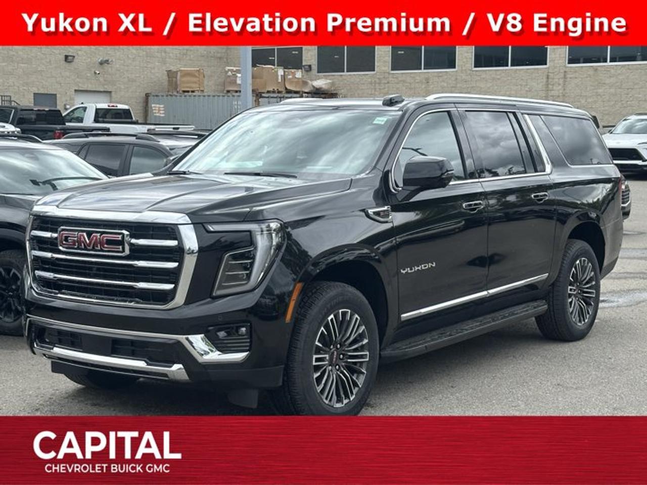 This GMC Yukon XL boasts a Gas V8 5.3L/ engine powering this Automatic transmission. ENGINE, 5.3L ECOTEC3 V8 with Dynamic Fuel Management, Direct Injection and Variable Valve Timing, includes aluminum block construction (355 hp [265 kW] @ 5600 rpm, 383 lb-ft of torque [518 Nm] @ 4100 rpm) (STD), Wireless Phone Charging, for portable devices, Wireless Apple CarPlay/Wireless Android Auto.* This GMC Yukon XL Features the Following Options *Wipers, front intermittent, Rainsense, Wiper, rear intermittent, Windows, power, rear with Express-Down, Window, power with front passenger Express-Up/Down, Window, power with driver Express-Up/Down, Wi-Fi Hotspot capable (Terms and limitations apply. See onstar.ca or dealer for details.), Wheels, 20 x 9 (50.8 cm x 22.9 cm) machined and painted Satin Graphite, Wheel, full-size spare, 17 (43.2 cm) steel, Warning tones headlamp on, driver and right-front passenger seat belt unfasten and turn signal on, Visors, driver and front passenger illuminated vanity mirrors.* Visit Us Today *Stop by Capital Chevrolet Buick GMC Inc. located at 13103 Lake Fraser Drive SE, Calgary, AB T2J 3H5 for a quick visit and a great vehicle!