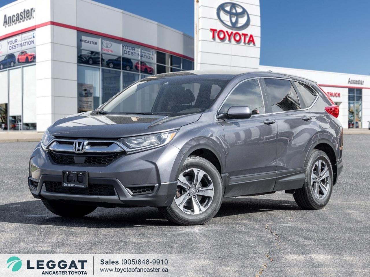 Discover practical versatility and everyday reliability with the 2018 Honda CR-V LX. Finished in a bold Grey exterior colour complemented by premium cloth seating across its spacious two-row cabin, standing on 17-inch alloy wheels. Beneath the hood, youll find a 2.4 L 4-cylinder engine paired with a CVT transmission and all-wheel drive. Step inside and be impressed to find features including a touchscreen infotainment display, Bluetooth hands-free connectivity, multiple USB ports, rear-view camera, automatic climate control, heated front seats, cruise control, and so much more! Dont miss your chance to take home this 2018 Honda CR-V LX! SCHEDULE A TEST DRIVE TODAY!With our No-Haggle, No-Hassle purchase experience you get peace of mind knowing our best price is upfront.1-Guaranteed Minimum 50% Remaining Tire Tread Life2-Guaranteed Minimum 50% Life Remaining on Brakes3-120 Point Safety Inspection4-Free Carfax Canada Vehicle History Report5-Complete Lube, Oil, & Filter Change6-Full Detailed Clean UpAncaster Toyota is the proud recipient of the latest, highest honour for Canadian Toyota Retailers, the Toyota Presidents Award for Excellence in Customer Satisfaction, Sales, and Service! We are serving Ancaster, Hamilton, Burlington, Dundas, Brantford, Stoney Creek, Grimsby, Oakville, Mississauga, Milton, Cambridge, Kitchener Waterloo, Cayuga, Caledonia, St. Catharines, Welland, Niagara and the entire GHA and GTA Finance Price Shown. The cash purchase price slightly exceeds the advertised finance price, as we receive incentives from banks when we finance vehicles, which we pass on to customers. Recognizing the high demand for vehicles, which can raise prices, we utilize these incentives to lower the finance purchase price. Dealer reserves the right to decline cash purchases (cash, bank draft, certified cheque, credit card payments in excess of $1,000) at its sole and exclusive discretion. For Finance and Lease purchases Dealer charges a $999 finance/lease fee. While every reasonable effort is made to ensure the accuracy of all information on this site, we are not responsible for any errors or omissions. Please verify any information in question with a dealership sales manager prior to purchase. See dealer for full details.