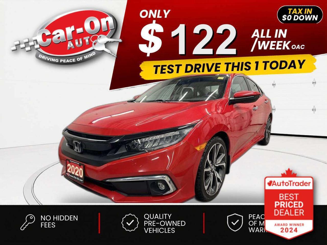 $0 DOWN $122/WEEK ALL IN INCLUDING ONTARIO TAXES O.A.C* ONLY 66000KMS!! TOP OF THE LINE TOURING!! Leather, sunroof, heated front & rear seats, Android Auto/ Apple CarPlay, 7-inch touchscreen display w/ navigation, remote start,18-inch alloys, blind spot monitor, lane keep assist, pre-collision system, adaptive cruise control, backup camera, wireless charger, dual-zone climate control, rain-sensing wipers, keyless entry w/ push start, full power group incl. power driver & passenger seat, garage door opener, automatic headlights, auto-dimming rearview mirror, leather-wrapped steering wheel, Bluetooth and Sirius XM!!*This car was used as a previous daily rental*