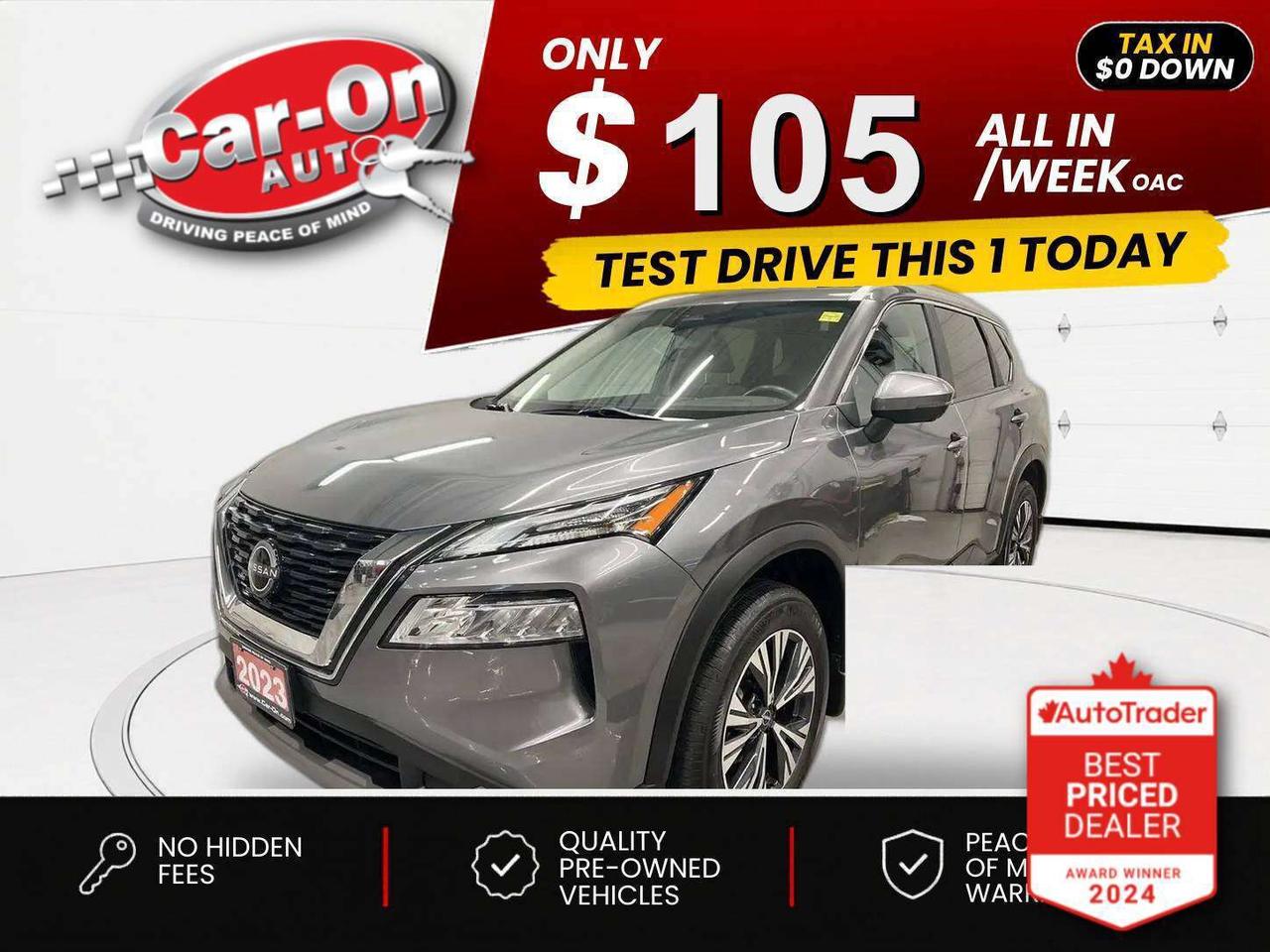 $0 DOWN $105/WEEK ALL IN INCLUDING ONTARIO TAXES O.A.C* ONLY 36,000KMS!! SV All-Wheel Drive w/ Panoramic sunroof, heated seats & steering, 360 camera w/ rear park sensors, Android Auto/ Apple CarPlay, remote start, 18-inch alloys, adaptive cruise control, ProPILOT assist, blind spot monitor, rear cross-traffic alert, pre-collision system, lane departure warning, dual-zone climate control, keyless entry w/ push start, power seat, power windows, power locks, power mirrors, automatic headlights w/ auto highbeams, Bluetooth and Sirius XM!!!