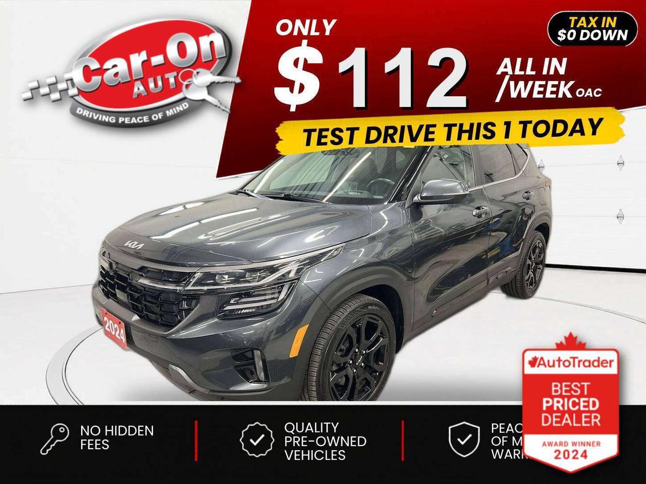 $0 DOWN $112/WEEK ALL IN INCLUDING ONTARIO TAXES O.A.C* TOP OF THE LINE X-LINE ALL-WHEEL DRIVE W/ 195HP TURBO ENGINE!! Leather, sunroof, heads-up display, 18-inch black alloys, massive 10.25-inch touchscreen w/ Android Auto/ Apple CarPlay, adaptive cruise control, highway driving assist, lane departure warning, pre-collision system, safe exit assist, blind spot monitor, rear cross-traffic alert, backup camera, premium Bose audio system, wireless charger, heated/cooled front seats & heated rear seats, heated steering, navigation, remote start, rain-sensing wipers, automatic climate controls, keyless entry w/ push start, ambient lighting, power liftgate, full power group incl. power driver & passenger seats w/ driver memory, automatic headlights, auto-dimming rearview mirror, Bluetooth and Sirius XM!!