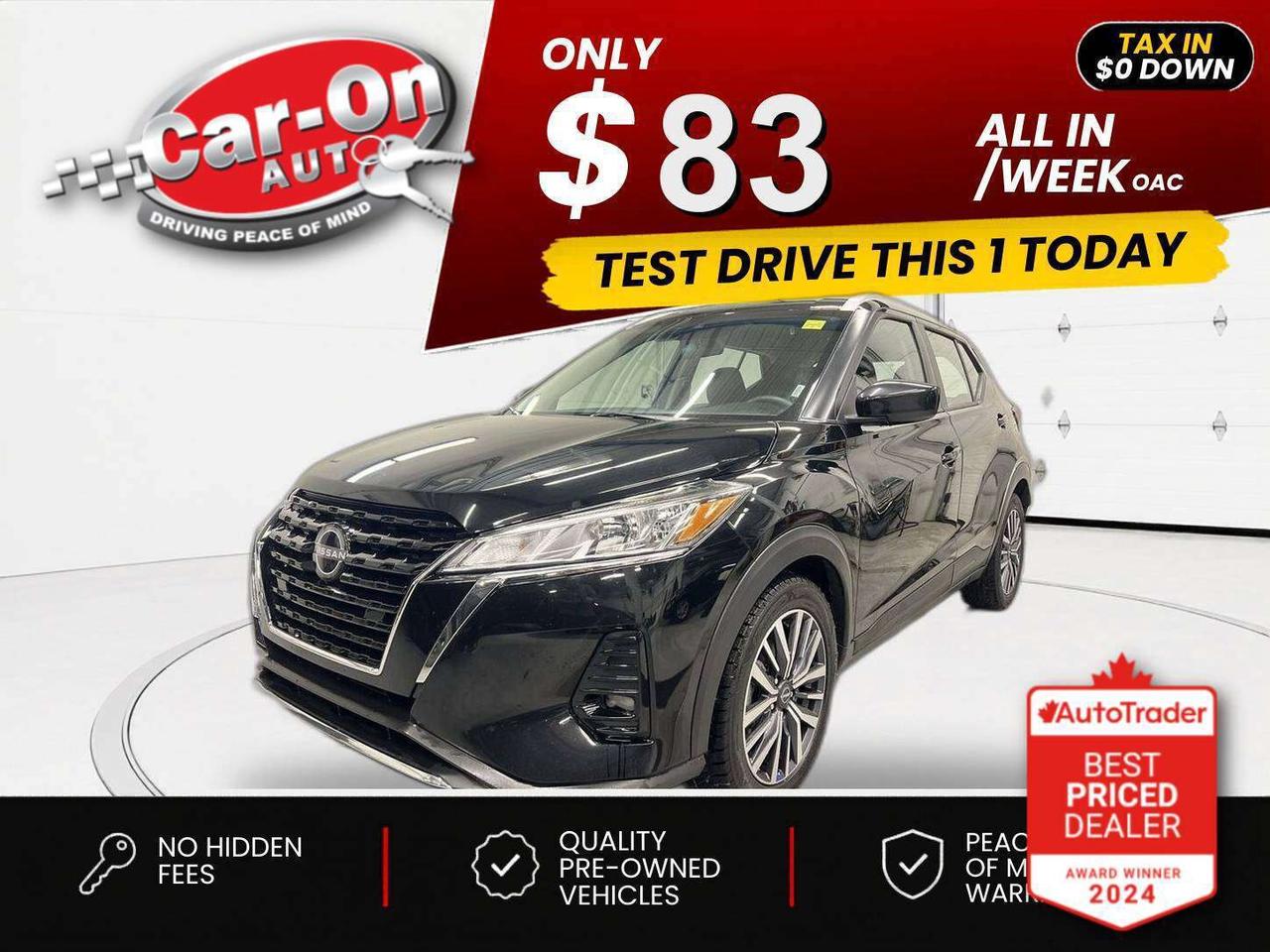 $0 DOWN $83/WEEK ALL IN INCLUDING ONTARIO TAXES O.A.C* SV w/ heated seats, remote start, Android Auto/ Apple CarPlay, backup camera, adaptive cruise control, blind spot monitor, emergency braking, lane assist, 17-inch alloys, automatic climate control, full power group, leather-wrapped steering and Sirius XM!!*This car was used as a previous daily rental*