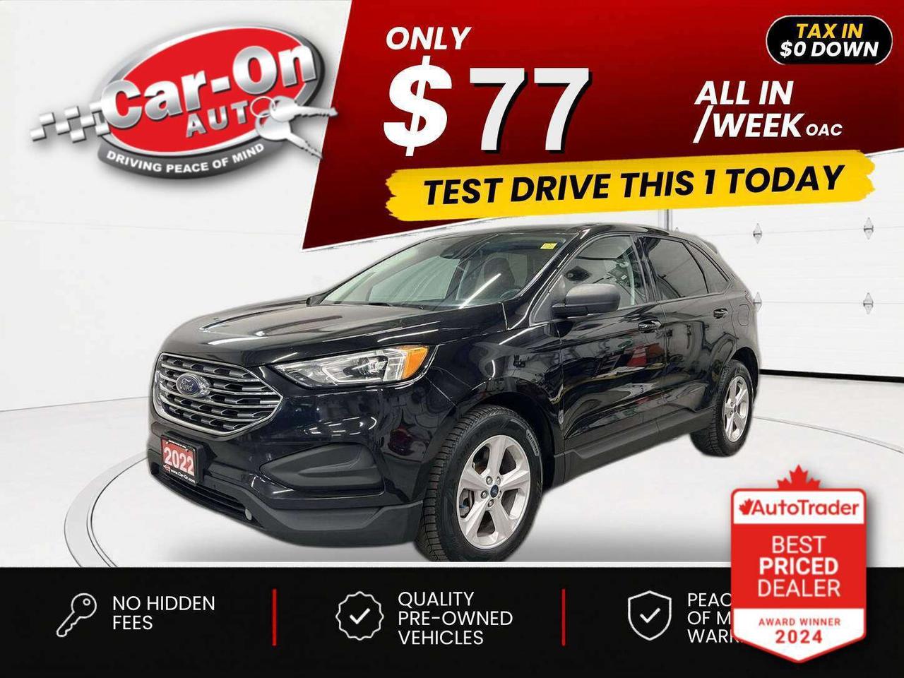 $0 DOWN $77/WEEK ALL IN INCLUDING ONTARIO TAXES O.A.C* All-Wheel Drive w/ 250HP Ecoboost, massive 12-inch touchscreen w/ Android Auto/ Apple CarPlay, blind spot monitor, rear cross-traffic alert, pre-collision system, lane keep assist, backup camera, 18-inch alloys, dual-zone climate control, automatic headlights w/ auto highbeams, keyless entry w/ push start, power locks, power windows, power mirrors, cruise control, Bluetooth and Sirius XM!!*This car was used as a previous daily rental*