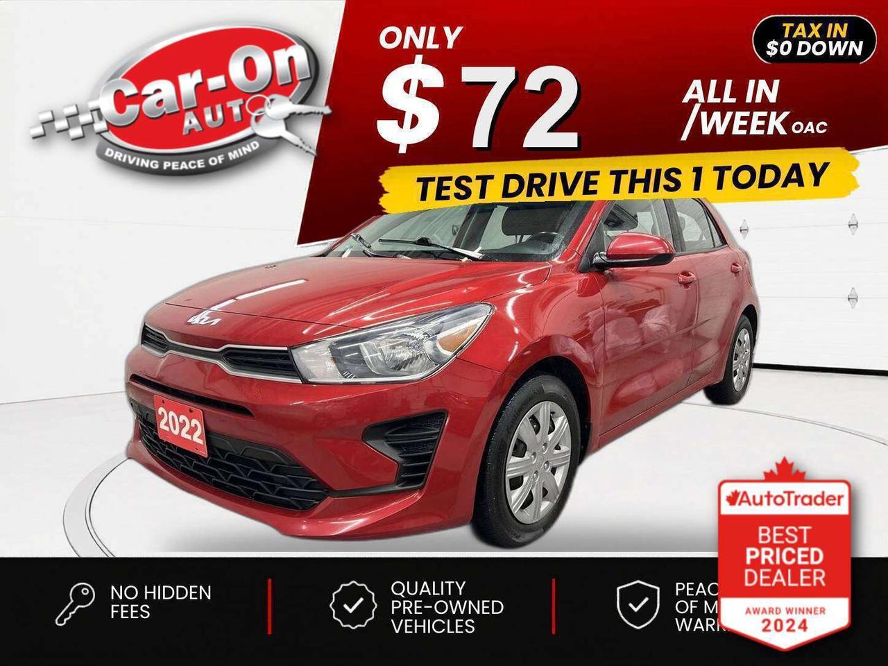 $0 DOWN $66/WEEK ALL IN INCLUDING ONTARIO TAXES O.A.C* Automatic w/ Heated seats, Android Auto/ Apple CarPlay, backup camera, keyless entry, air conditioning, power locks, power windows, power mirrors, automatic headlights, cruise control, Bluetooth and AM/FM radio!!