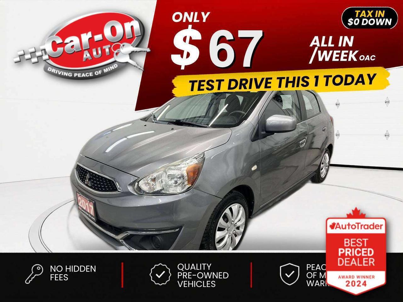 $0 DOWN $67/WEEK ALL IN INCLUDING ONTARIO TAXES O.A.C* LOW KMS!! Automatic Hatchback w/ Bluetooth, air conditioning, keyless entry, power mirrors, power locks, power windows, and AM/FM/CD player!!
