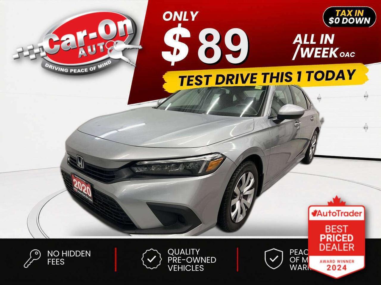 $0 DOWN $89/WEEK ALL IN INCLUDING ONTARIO TAXES O.A.C* Automatic w/ Heated seats, Android Auto/ Apple CarPlay, remote start, adaptive cruise control, blind spot monitor, rear cross-traffic alert, traffic sign recognition, pre-collision system, lane departure warning, backup camera, automatic climate control, keyless entry w/ push start, power locks, power mirrors, power windows, automatic headlights w/ auto highbeams and Bluetooth!!