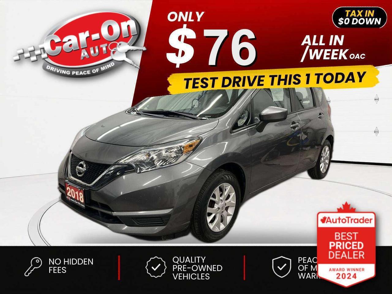 $0 DOWN $76/WEEK ALL IN INCLUDING ONTARIO TAXES O.A.C* LOW KMS!! Automatic SV w/ Backup camera, heated seats, air conditioning, keyless entry, power windows, power locks, power mirrors, cruise control, Bluetooth and AM/FM/CD player!!