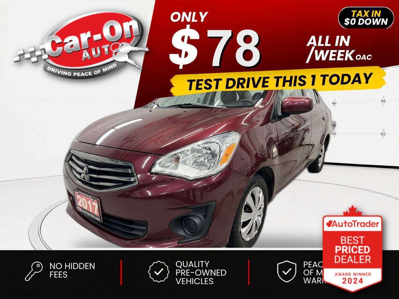 $0 DOWN $78/WEEK ALL IN INCLUDING ONTARIO TAXES O.A.C* ONLY 93,000KMS!! Automatic w/ Bluetooth, air conditioning, keyless entry, power locks, power mirrors, power windows and AM/FM/CD player!!!*This car was used as a previous daily rental*