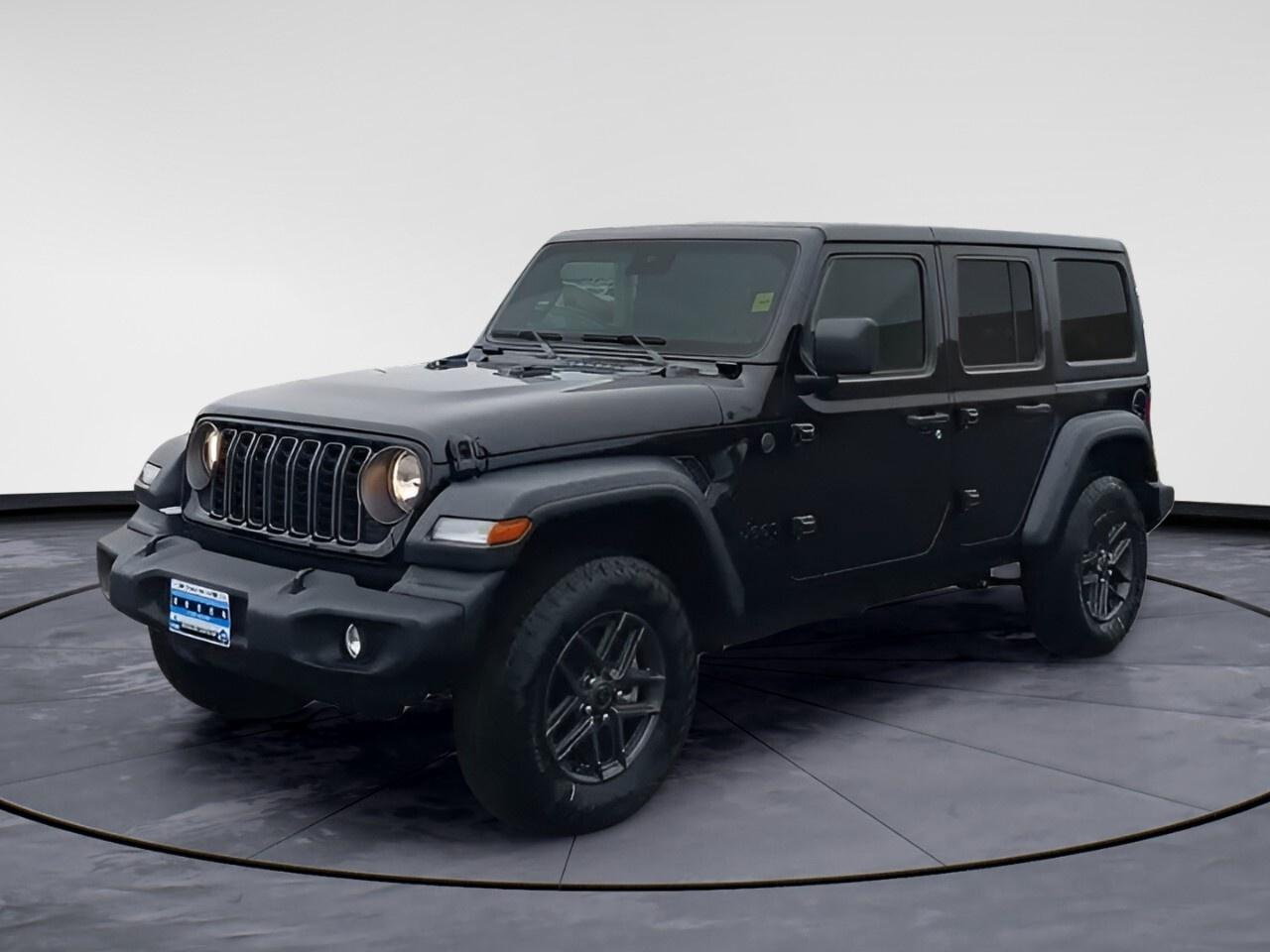 Experience the thrill of the 2025 Jeep Wrangler Sport S 4 Door, in a stunning black color with the unbeatable 4x4 drivetrain. Whether on city streets or off the beaten path, the Wrangler&rsquo;s renowned capability makes every drive an adventure.
 
The exterior showcases bold styling, featuring alloy wheels, while the spacious black interior exudes comfort and class. The Jeeps design is both rugged and refined, perfect for those who seek a versatile SUV that doesnt skimp on style.
 
Stay connected and safe on the road with a suite of technological features including a backup camera, bluetooth connection, satellite radio, and smart device integration. Enjoy the added convenience of a wi-fi hotspot, air conditioning, power windows, and keyless entry, ensuring every drive is as comfortable as it is exciting.
 
Under the hood, the powerful ENGINE: 3.6L PENTASTAR VVT V6 with ESS promises remarkable performance, perfect for enthusiastic drivers who value both power and efficiency.
 
Ideal for adventurous families and off-road enthusiasts alike, the 2025 Jeep Wrangler Sport S is a compelling choice. Perfect your ride by reaching out to Windsor Chrysler today for more information on this outstanding vehicle.
