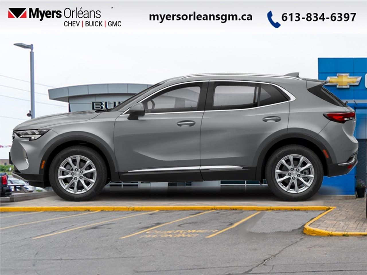 <b>Moonroof,  Leather Seats,  Cooled Seats,  Wireless Charging,  Adaptive Cruise Control!</b><br> <br>  Hot Deal! Weve marked this unit down $1000 from its regular price of $35938.This 2023 Envision has plenty of room for cargo, people, and possibility. This 2023 Buick Envision is fresh on our lot in Orleans.<br> <br>This Buick Envision has the space and versatility to get away with anything. Built to inspire confidence, this Envision doesnt just get you there, it helps you be your best. As boundless as your own imagination, this Envision was designed to inspire you with every drive.<br> <br>This SUV has 44,319 km. Its Grey in colour and is completely accident free based on the <a href=https://vhr.carfax.ca/?id=+3B/QPzz7xa66lfdxmN5IsrsMze2O4qL target=_blank>CARFAX Report</a>. It has an Automatic transmission and is powered by a 228HP 2.0L 4 Cylinder Engine. <br> <br> Our Envisions trim level is Avenir. This Avenir is the epitome of luxury with a gorgeous moonroof, heads up display, leather seats with memory settings, wireless charging, navigation, and a Bose Premium Audio system.This Buick Envision is always in touch with convenient features like remote start, IntelliBeam, hands free liftgate with LED logo projection, and QuietTuning. Stay connected on every drive with the Buick Infotainment System featuring a multi-touch display, Apple Carplay, Android Auto, Bluetooth, SiriusXM, wi-fi, and wireless connectivity. Make confidence your companion with a safety suite that includes blind spot detection, lane keep assist, forward collision alert, following distance indicator, Teen Driver, and a rearview camera. This vehicle has been upgraded with the following features: Moonroof, Leather Seats, Cooled Seats, Wireless Charging, Adaptive Cruise Control, 360 Camera, Premium Audio.<br> <br>To apply right now for financing use this link: <a href=https://www.myersorleansgm.ca/FinancePreQualForm target=_blank>https://www.myersorleansgm.ca/FinancePreQualForm</a><br> <br/>Buy this vehicle now for the lowest bi-weekly payment of <b>$227.58</b> with $0 down for 96 months @ 7.99% APR O.A.C. ( Plus applicable taxes - Plus applicable fees ). See dealer for details. <br><br>*MYERS LIFETIME ENGINE AND TRANSMISSION COVERAGE CERTIFICATE NOT AVAILABLE ON VEHICLES WITH KMS EXCEEDING 140,000KM, VEHICLES 8 YEARS & OLDER, OR HIGHLINE BRAND VEHICLE(eg. BMW, INFINITI. CADILLAC, LEXUS...)<br> Come by and check out our fleet of 30+ used cars and trucks and 180+ new cars and trucks for sale in Orleans.  o~o