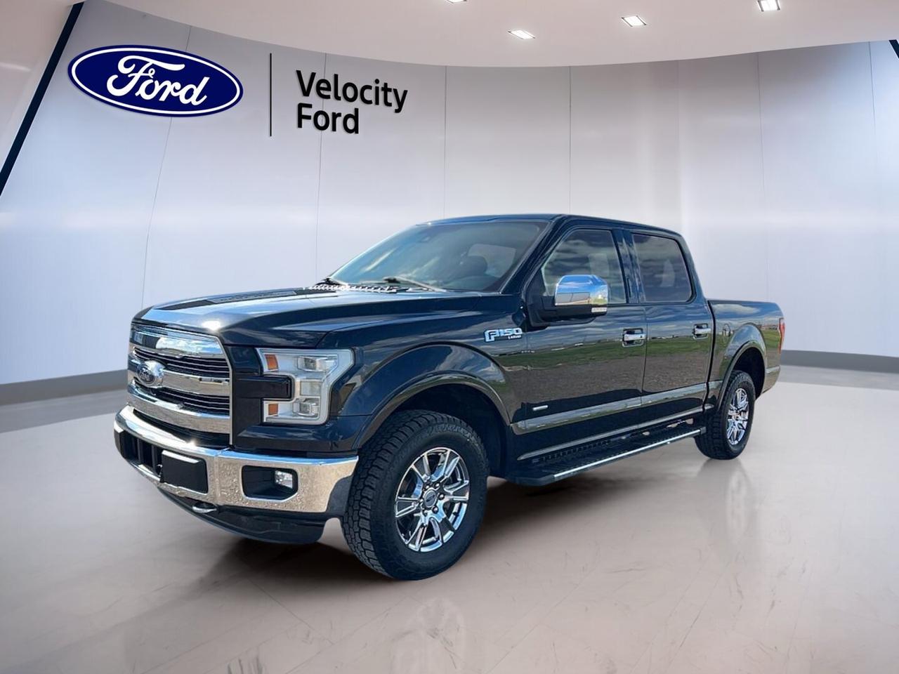Built to handle hard work and daily driving with ease, this 2015 Ford F-150 Lariat With Chrome Appearance Pkg & Trailer Tow Pkg4WD SuperCrew delivers proven capability, strong comfort, and a smart list of useful features. Finished in Black with a Black interior, this used pickup offers four full doors, an automatic transmission, a 3.5-litre unleaded engine, and 164,420 km on the odometer.

Sold by Velocity Ford in Moose Jaw, this 2015 Ford F-150 Lariat With Chrome Appearance Pkg & Trailer Tow Pkg4WD SuperCrew is a practical choice for drivers who want towing strength, four-wheel drive confidence, and upscale convenience. It pairs truck toughness with everyday features like heated front seats, dual-zone climate control, Bluetooth integration, and a backup camera.

FEATURES OF THE F-150 Lariat With Chrome Appearance Pkg & Trailer Tow Pkg4WD SuperCrew
»» Chrome package adds bright exterior accents
»» Trailer Tow Package supports serious hauling
»» Four full doors improve passenger access
»» SuperCrew cab adds roomy rear seating

TRUCK FEATURES
»» Tows up to 4,853 kg confidently
»» Four-wheel drive adds traction off-road
»» Rear tow hook supports recovery needs
»» Off-road tires boost rugged capability

ADVANCED SAFETY FEATURES
»» Backup camera helps with reversing visibility
»» Side impact airbags add occupant protection
»» Stability control supports secure road handling
»» Child safety locks help protect passengers

PERFORMANCE AND EFFICIENCY
»» 3.5-litre unleaded engine delivers solid power
»» Automatic transmission offers smooth shifting performance
»» Four-wheel drive improves year-round traction
»» Anti-lock brakes help controlled stopping

COMFORT AND CONVENIENCE
»» Heated front seats add cold-weather comfort
»» Dual-zone climate control helps cabin comfort
»» Remote starter adds everyday convenience
»» Memory seats support multiple driver settings

TECHNOLOGY AND CONNECTIVITY
»» Bluetooth integration supports hands-free communication
»» Satellite radio expands entertainment choices
»» Steering wheel audio controls ease use
»» WiFi hotspot helps keep devices connected

CARGO SPACE
»» SuperCrew cabin offers flexible interior room
»» Rear trunk access aids loading tasks
»» Spare tire adds roadside peace of mind
»» Four-door layout improves cargo access

AWARDS & RECOGNITIONS
»» North American Truck of the Year, North American Car, Truck and Utility Vehicle of the Year, 2015
»» Best Buy Award, Consumer Guide Automotive, 2015

WHAT OTHER OWNERS LIKE
»» Strong towing ability for work and play
»» Quiet cabin and comfortable daily driving
»» Spacious rear seating in SuperCrew cab
»» Useful technology and easy controls

This pickup brings together capability and comfort in a very appealing way. The black-on-black colour combination gives it a clean, confident look, while features such as power windows, power steering, heated mirrors, electric mirrors, fog lights, tinted windows, adjustable pedals, and automatic headlights add everyday value.

Inside, the cabin is set up for convenience with front air conditioning, automatic climate control, an auto-dimming rearview mirror, illuminated vanity mirrors, lumbar support for both front occupants, a leather steering wheel, push button start, and cruise control. The result is a truck that feels ready for commuting, highway travel, or jobsite duty.

For drivers who need a capable used truck with real towing strength and a strong feature list, this F-150 stands out as a dependable option. It is well suited to Saskatchewan roads, changing seasons, and busy lifestyles.

This 2015 Ford F-150 Lariat With Chrome Appearance Pkg & Trailer Tow Pkg4WD SuperCrews VIN is: 1FTEW1EG6FFA81155.