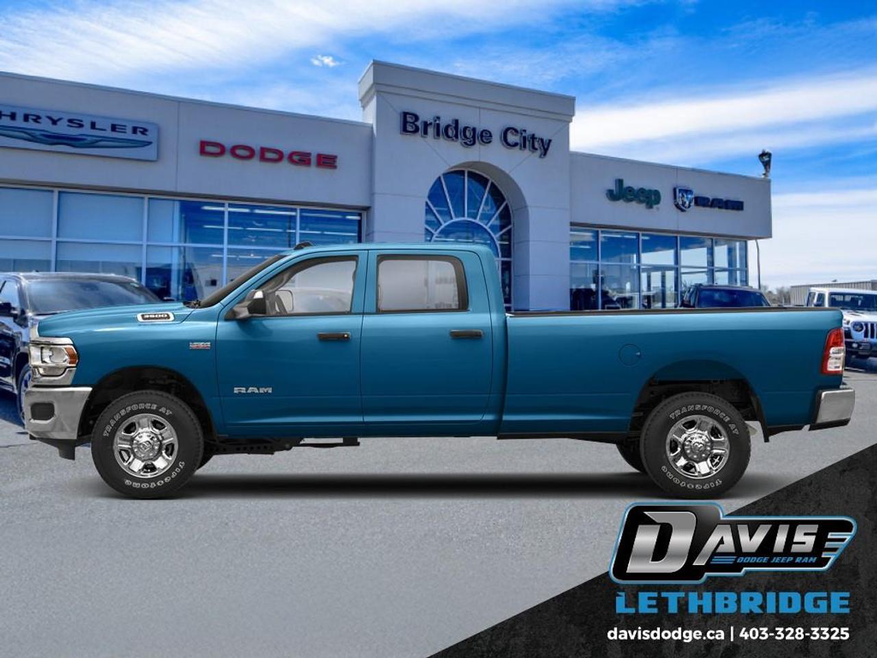 <b>Aux Switches, Parking Sensors, Blind Spot Monitoring<br /> <br /></b><br /> The 2021 Ram 3500 Big Horn Crew Cab 4x4 is built for serious capability, comfort, and style. Powered by the legendary 6.7L Cummins Turbo Diesel engine paired with a 6-speed automatic transmission, this heavy-duty truck delivers impressive towing performance and dependable power for work or recreation. Finished in striking Hydro Blue Pearl Coat with the Sport Appearance Package, this Ram 3500 stands out with body-color bumpers, black exterior accents, polished aluminum wheels, and aggressive styling.<br />Inside the spacious Crew Cab, youll find premium comfort and advanced technology including heated front seats, heated steering wheel, dual-zone automatic climate control, power driver seat with lumbar support, premium cloth bucket seats, and a large 8.4-inch Uconnect touchscreen with Apple CarPlay and Android Auto. The Level 2 Equipment Group adds convenience features like remote start, power-folding heated tow mirrors, ParkSense front and rear park assist, blind spot monitoring, Alpine premium audio, and integrated voice command with Bluetooth connectivity.<br />Designed for towing and all-season capability, this Ram 3500 comes equipped with the Snow Chief Group, 5th wheel/gooseneck towing prep package, trailer brake controller, Class V hitch receiver, anti-spin differential, skid plate shield, spray-in bedliner, deployable bed step, and LED bed lighting. With advanced safety systems including ParkView rear backup camera, trailer sway control, brake assist, hill start assist, and electronic stability control, this diesel-powered Ram delivers the perfect combination of strength, technology, and everyday practicality.<br /><br /> <br />To apply right now for financing use this link: <a href=https://lethbridge.davisdodge.ca/free-credit-check/ target=_blank rel=nofollow noopener noreferrer>https://lethbridge.davisdodge.ca/free-credit-check/</a><br /> <br /><br />Locally Owned & Trusted for Over 35 Years  Davis Dodge in Lethbridge, AB <br /><br /> At Davis Dodge, weve proudly served the Lethbridge community for more than 35 years, offering an unparalleled car buying experience. Dont just take our word for itour Google reviews speak volumes about our commitment to exceptional service. <br /><br /> Delivery & At-Home Test Drives: Convenient options to suit your lifestyle. <br /><br /> Flexible Financing for Everyone: Get the vehicle you need with financing solutions tailored to your situation. <br /><br /> Full Mechanical Inspections & Professional Cleaning: Every vehicle is thoroughly inspected and cleaned before it hits our lot.<br /><br /> We take all makes and models on trade and offer competitive pricing with inventory that changes daily. Whether you're shopping for a Chrysler, Dodge, Jeep, RAM, or FIAT, our AMVIC Licensed dealership makes it easy to browse, buy, and drive away.<br /><br /> Located in Lethbridge, AB, we proudly serve customers in Fort Macleod, Taber, Claresholm, and Coaldale. Shop online or visit us today to experience the best in sales, service, and selection. Standard bank rates apply; taxes are additional.<br /><br /> Vehicle pricing offer shown expires 2026-05-31. <br /> Come by and check out our fleet of 60+ used cars and trucks and 110+ new cars and trucks for sale in Lethbridge. o~o