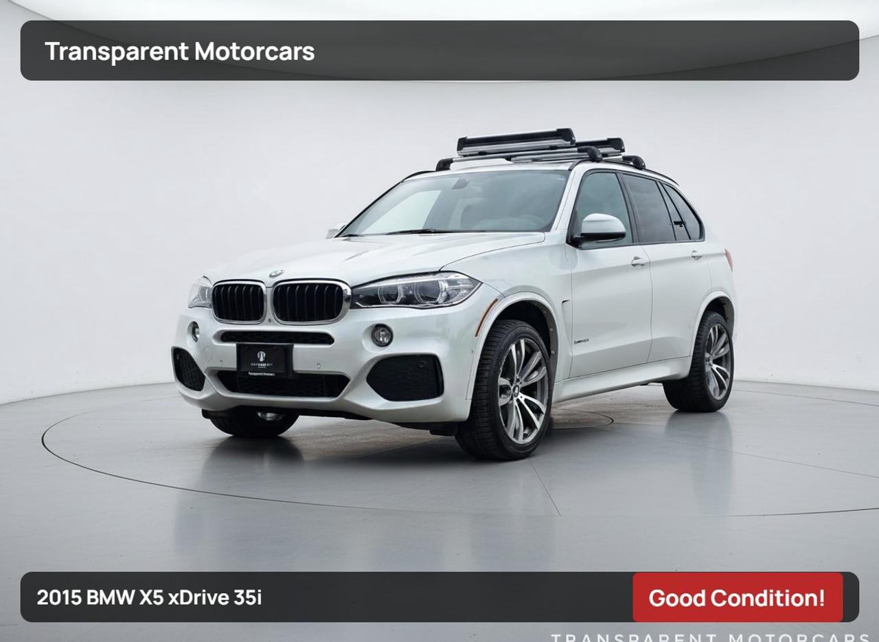 Transparent Motorcars is pleased to offer this beautiful 2015 BMW X5 xDrive 35i With 140,950kms, It Features 300 Horsepower Turbocharged Engine Paired With 8-Speed Shiftable Automatic Transmission Layered With All-Wheel-Drive System, PREMIUM ENHANCED PACKAGE, HUD Heads-up Display, Backup Camera, Multi-Zone Climate Control, Keyless Start/Entry, Universal Garage Door Opener, Aerial View Display System, DRIVER ASSISTANCE PACKAGE, M SPORT PACKAGE, Blind Spot Monitoring, Lane Departure Warning, Driver Monitoring, Front Collision Mitigation, Navigation System, M Sport Aluminum Wheels, HARMAN/KARDON Premium Sound System And Much More! <br/> <br/> <br/> <br/> <br/> <br/> <br/> Stock# G00283B Dealer # 50276 <br/> <br/> <br/> <br/> <br/> <br/> <br/> $995 Documentation Fee <br/> <br/> <br/> <br/> <br/> <br/> <br/> 3771 No.3 Road, Richmond/4211 No.3 Road, Richmond <br/> <br/> <br/> <br/> <br/> <br/> <br/> This vehicle has undergone a comprehensive 110-point inspection at our state-of-the-art service facility, covering: Powertrain, Suspension, Tire Tread Depth, Brake Condition, and all electrical components <br/> <br/> <br/> <br/> <br/> <br/> <br/> *Each vehicle comes with a limited warranty for your peace of mind. <br/> <br/> <br/> <br/> <br/> <br/> <br/> *Free, full CARFAX Vehicle History Report available upon request. <br/> <br/> <br/> <br/> <br/> <br/> <br/> *We are a 5-star-rated Google dealership, trusted by our customers. <br/> <br/> <br/> <br/> <br/> <br/> <br/> *Thousands of satisfied customers  we invite you to join our automotive family! <br/> <br/> <br/> <br/> <br/> <br/> <br/> *Complimentary pick-up service from the airport, ferry terminal, or SkyTrain station is available. <br/> <br/> <br/> <br/> <br/> <br/> <br/> *For details on our refund and buyback policy, please contact our team directly. <br/> <br/> <br/> <br/> <br/> <br/> <br/> At our dealership, we pride ourselves on building lasting relationships with our customers. Were not just a one-time dealer  we are committed to being your trusted partner for all your vehicle needs, now and in the future. From your initial purchase to ongoing service, we aim to exceed expectations every step of the way. <br/>