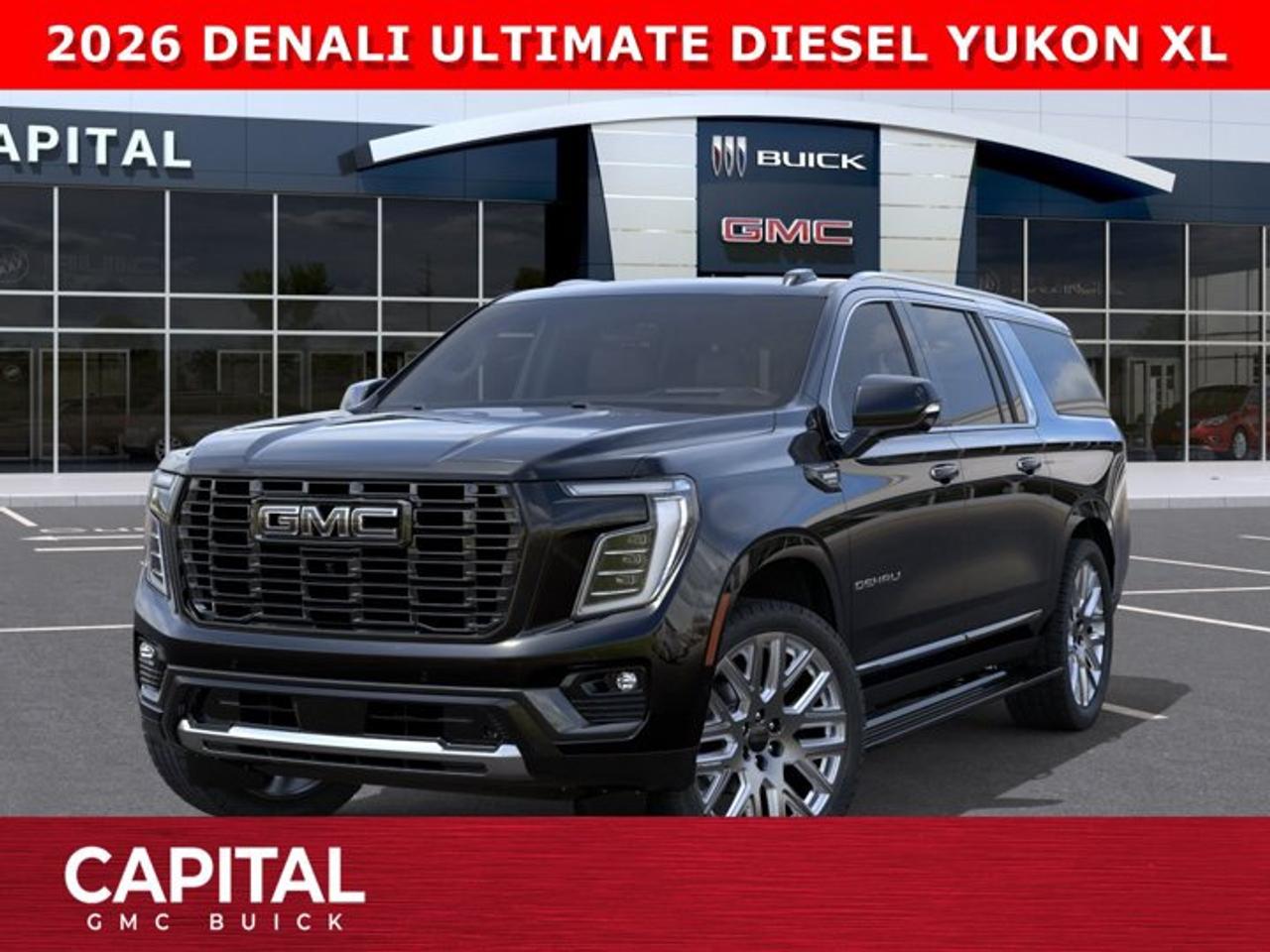DONT MISS OUT on this Fully Loaded YUKON XL DENALI ULTIMATE DIESEL... It comes equipped with options like NIGHT VISION, Exclusive 24 Inch Wheels, Woodland Mahogany Interior, Massaging Seats, Bose Headrest Speaker System, Panoramic Sunroof, Power Assist Steps, Heated Steering, Heated and Cooled Seats, Air Suspension, Dual Display Rear Media Screens, 15 Inch heads-up display, Super Cruise Handsfree Driving, 360 CAM, Rear Streaming Mirror, AIR RIDE SUSPENSISON, MASSIVE 16.8 Inch Horizontal Touchscreen, Max Trailering Package and so much more.... Come and experience it for yourself at CAPITAL GMC BUICKAsk for the Internet Department for more information or book your test drive today! Text 507-585-4395 for fast answers at your fingertips!AMVIC Licensed Dealer - Licence Number B1044900Disclaimer: All prices are plus GST and include all cash credits and loyalties. See dealer for details. AMVIC Licensed Dealer # B1044900