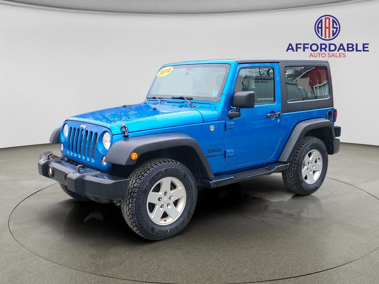 <p><strong>Affordable 2016 JEEP WRANGLER SPORT 4WD, Convertible &mdash; Clean Carfax &ndash; Brand New Inspection!</strong></p><p>KEY HIGHLIGHTS!!!<br>Great Deal + Easy Financing Available!<br>We price all of our vehicles below market value for a quick sale! Cash or financing options are available for qualified buyers.</p><ul><li>Manual Transmission</li><li>4WD, 3.6L 6cyl, Gas</li><li>30 DAY Powertrain Warranty with Extended Options Available</li><li>185,000 Kilometers</li><li>Clean Carfax</li><li>Brand new 2-year inspection.</li><li>Fully checked over and certified.</li><li>Tires to match the season.</li><li>Fresh oil change or like-new oil!&nbsp;</li></ul><p><em><strong>FINANCING AVAILABLE!!!</strong></em></p><p>Submit Your Application at www.affordableautosales.ca (http://www.affordableautosales.ca/)</p><p>Call / Text: 902-890-9423<br>Email: info@affordableautosales.ca</p>