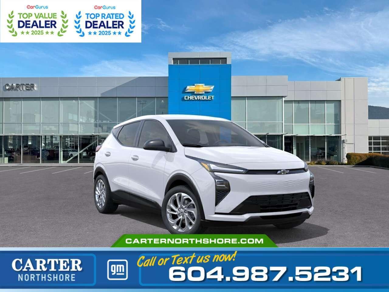 <b>GREAT NEWS! EMPLOYEE PRICING IS BACK!</b> Unlock exceptional savings on eligible new electric vehicles. Combine Employee Pricing with available incentives and drive home an EV for less. <b>Available Savings Include</b>: 	$1,500 Employee Pricing Credit 	$2,300 Non stackable cash discount 	Up to $5,000 Federal EVAP incentive for eligible customers, applied after tax. Only vehicles with a final transaction price under $50,000 before tax are eligible for EVAP. Experience the future of driving with this stylish 2027 Chevrolet Bolt EUV 2LT, offering smooth all-electric performance and impressive everyday comfort. Equipped with heated seats, adaptive cruise control, Google Built-In, wireless connectivity, and advanced safety features, this Bolt EUV is designed to make every drive enjoyable and convenient. Its modern design, roomy interior, and fast charging capability make it the perfect choice for daily commuting or weekend adventures. Come take it for a test drive today and experience all this stylish vehicle has to offer! <b>WHY CARTER GM NORTHSHORE?</b> - An unrivalled vehicle purchasing experience! - Exceeding our loyal customers expectations since 1990 - 4.7 Google star rating (with 1,700+ customer reviews) - CarGurus Top-Rated Dealer 2025 Award - CarGurus Top Value Dealer 2025 Award - Vehicle trades welcome! Best price guaranteed! - We provide upfront pricing, zero hidden fees, and 100% transparency - Fast approvals and 99% acceptance rates (no matter your current credit status!) - Multilingual staff (many languages spoken) - Comfortable non-pressured environment with in-store television, WIFI and a childrens play area! <p><img src=https://gmtadvantage-com.cdn-convertus.com/uploads/sites/16/2025/09/Carter-GM-Burnaby-Car-Gurus-Awards-2025.png alt="" width="300" height="77" /></p> Were here to help you drive the vehicle you want, the vehicle you deserve! <b>QUESTIONS? GREAT! WEVE GOT ANSWERS!</b> To speak with a friendly vehicle specialist - <b>CALL NOW!</b> <small>The advertised price includes all standard dealer fees and any applicable manufacturer or dealer incentives. It does not include applicable taxes, licensing, insurance, or optional products or services. Dealer fees will be clearly broken out and itemized on the bill of sale, maximum total of fees $699.00. Prices are shown in Canadian dollars. While we make every effort to ensure accuracy, vehicle details, pricing, options, and availability are subject to change without notice. Please confirm all information with dealership sales management before purchase. Dealer Code: 81121</small>