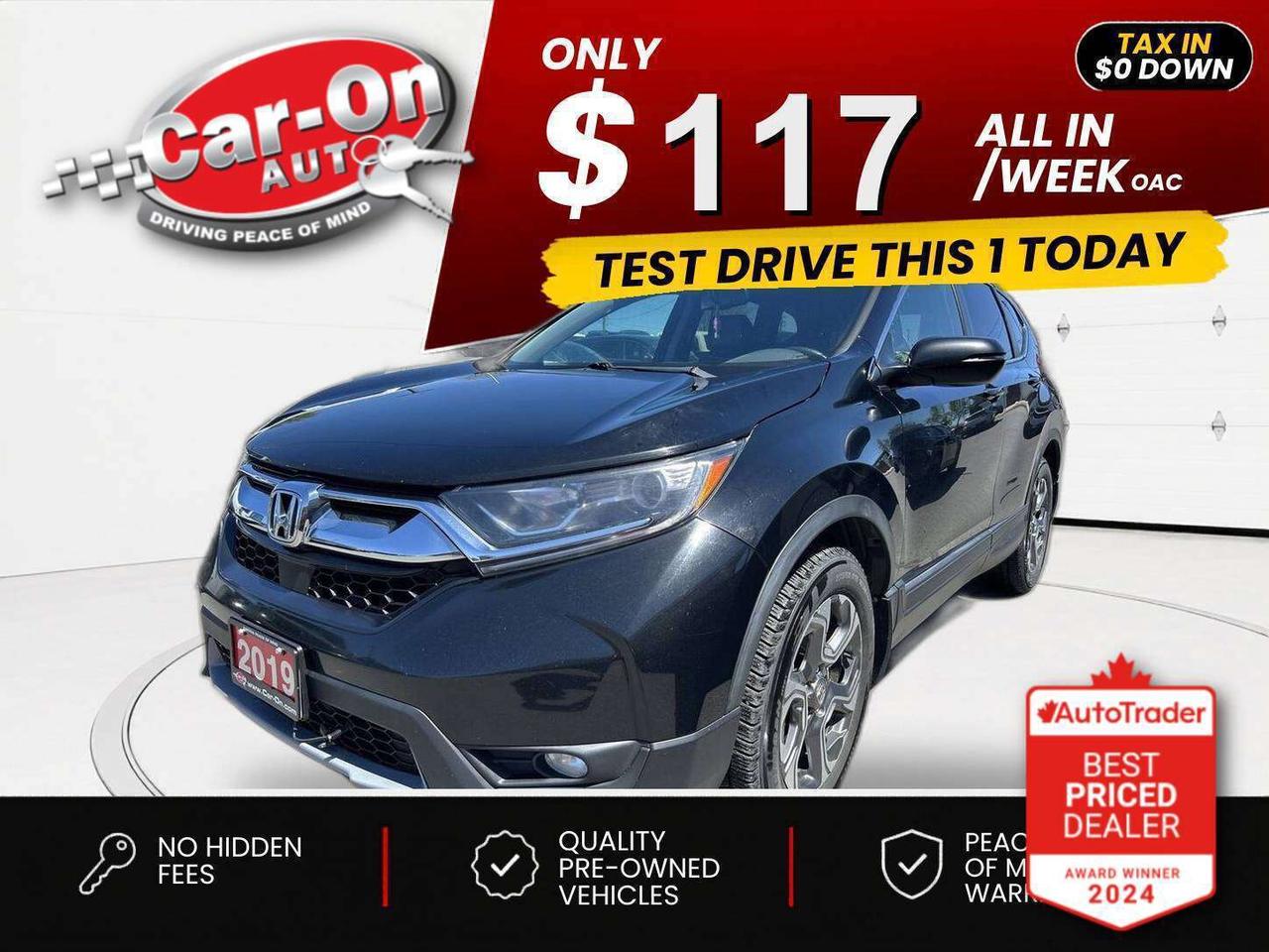 $0 DOWN $112/WEEK ALL IN INCLUDING ONTARIO TAXES O.A.C* EX-L All-Wheel Drive w/ Leather, sunroof, heated seats & steering, Android Auto/ Apple CarPlay, remote start, 18-inch alloys, adaptive cruise control, LaneWatch blind spot display, pre-collision system, lane departure warning, backup camera, dual-zone climate control, keyless entry w/ push start, full power group, automatic headlights w/ auto highbeams, Bluetooth and more!!This vehicle just landed and is awaiting a full detail and photo shoot. Contact us and book your viewing today!
