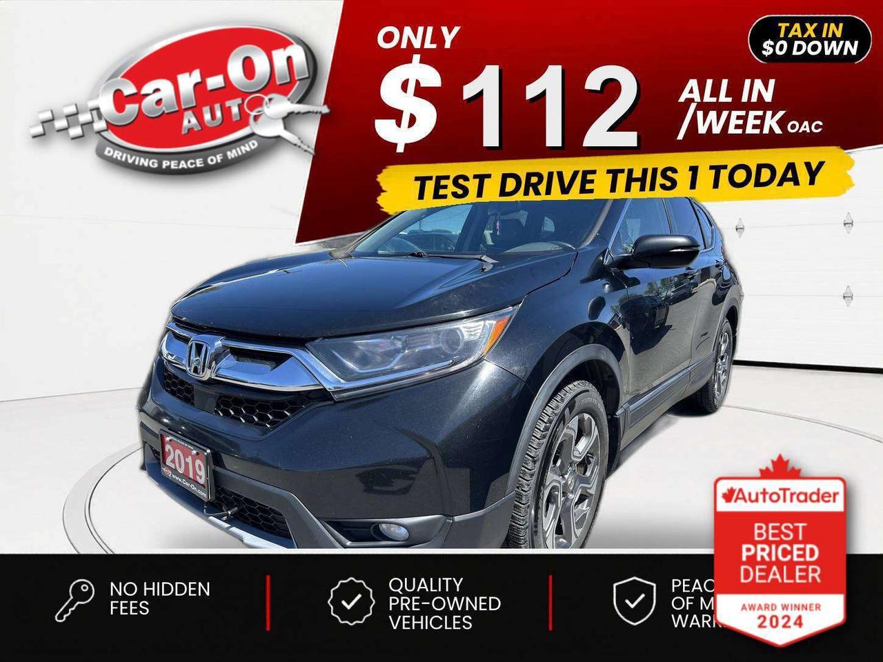 $0 DOWN $112/WEEK ALL IN INCLUDING ONTARIO TAXES O.A.C* EX-L All-Wheel Drive w/ Leather, sunroof, heated seats & steering, Android Auto/ Apple CarPlay, remote start, 18-inch alloys, adaptive cruise control, LaneWatch blind spot display, pre-collision system, lane departure warning, backup camera, dual-zone climate control, keyless entry w/ push start, full power group, automatic headlights w/ auto highbeams, Bluetooth and more!!This vehicle just landed and is awaiting a full detail and photo shoot. Contact us and book your viewing today!