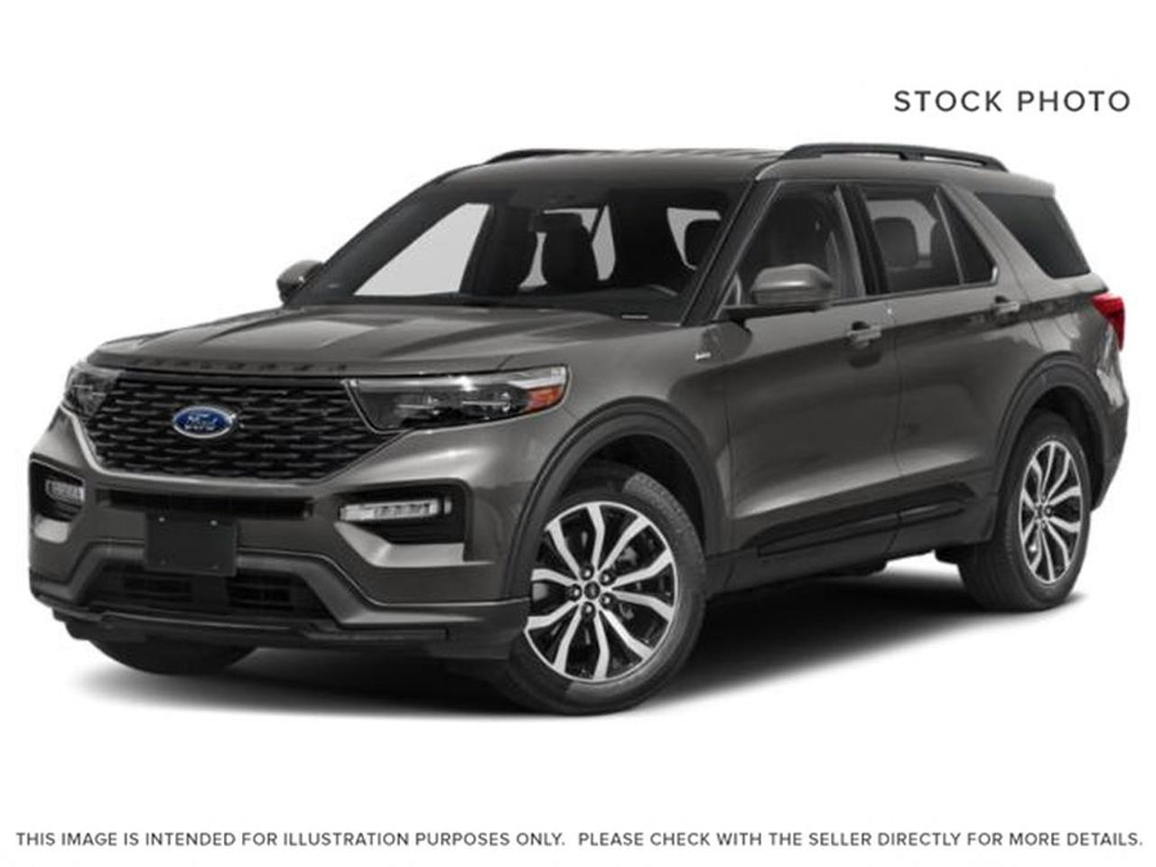 THE PRICE YOU SEE, PLUS GST. GUARANTEED!APPLE CARPLAY/ANDROID AUTO COMPATABLE! 2.3 LITER ECOBOOST, 10 SPEED AUTO, ST-LINE TRIM(250a), EBONY/ACTIVE X SEATS W/ RED STITCH, HEATED FRONT SEATS, POWER DRIVER/PASSENGER SEATS(F), VOICE ACTIVATED NAVIGATION, TWIN PANEL MOONROOF, CLASS IV TRAILER TOW PKG, SYNC 3, ADAPTIVE CRUISE.     The 2022 Ford Explorer ST-Line is a sporty and versatile midsize SUV that combines stylish design with practical performance features. Equipped with a 2.3-liter EcoBoost four-cylinder engine, it delivers an impressive balance of power and efficiency, producing around 300 horsepower and 310 lb-ft of torque, making it well-suited for both daily driving and adventurous outings. The 250A package typically includes a range of convenience and technology features, such as a large SYNC 4 infotainment system with a touchscreen display, Apple CarPlay and Android Auto compatibility, and a premium audio system, enhancing the overall driving experience. The ST-Line trim features sporty design elements like unique exterior styling cues, sport-themed interior accents, and upgraded wheels, giving it a more aggressive appearance. Additionally, with the Class IV Trailer Tow Package, the Explorer ST-Line boasts a robust towing capacity, allowing it to tow up to approximately 5,300 pounds, making it capable of hauling small trailers, boats, or campers. This combination of sporty aesthetics, advanced technology, and towing capability makes the 2022 Ford Explorer ST-Line a compelling choice for drivers seeking a stylish, functional, and capable SUV.Do you want to know more about this vehicle, CALL, CLICK OR COME ON IN!*AMVIC Licensed Dealer; CarFax and Full Mechanical Inspection Included.