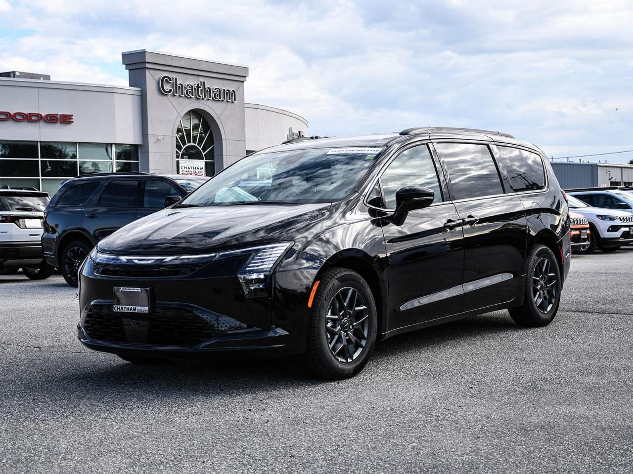 <p>Introducing the 2027 Chrysler Pacifica Select in a striking black finish with a front-wheel-drive configuration, delivering impressive handling and stability. This sophisticated van is designed for those who prioritize both style and functionality.</p><p>The exterior exudes elegance with its S Appearance Package, featuring piano black interior accents, premium grille with black surround, and Diamond Black Crystal Pearl paint. The anodized ink badging and 18" diamond-cut aluminum wheels enhance its modern appeal, while the black Stow 'N Place roof rack adds a touch of practicality.</p><p>Inside, the black interior is not only luxurious but packed with features. Enjoy the convenience of heated front seats, a heated steering wheel, and heated mirrors for those cold Canadian mornings. Third-row seating ensures ample space for the family, complemented by smart device integration and a wi-fi hotspot to keep everyone connected. Keyless entry, cruise control, and power seats further enhance your driving experience.</p><p>Stay safe and well-informed through innovative technology such as a backup camera, lane assist, parking sensors, and brake assist. Adaptive cruise control ensures a smooth, stress-free journey, with features like remote start and satellite radio offering maximum comfort and entertainment.</p><p>Perfect for families or those who value modern luxurious travel with a suite of technology-based conveniences and safety features, the 2027 Chrysler Pacifica Select is a vehicle that commands attention. Contact Chatham Chrysler today to learn more and arrange your test drive.</p>