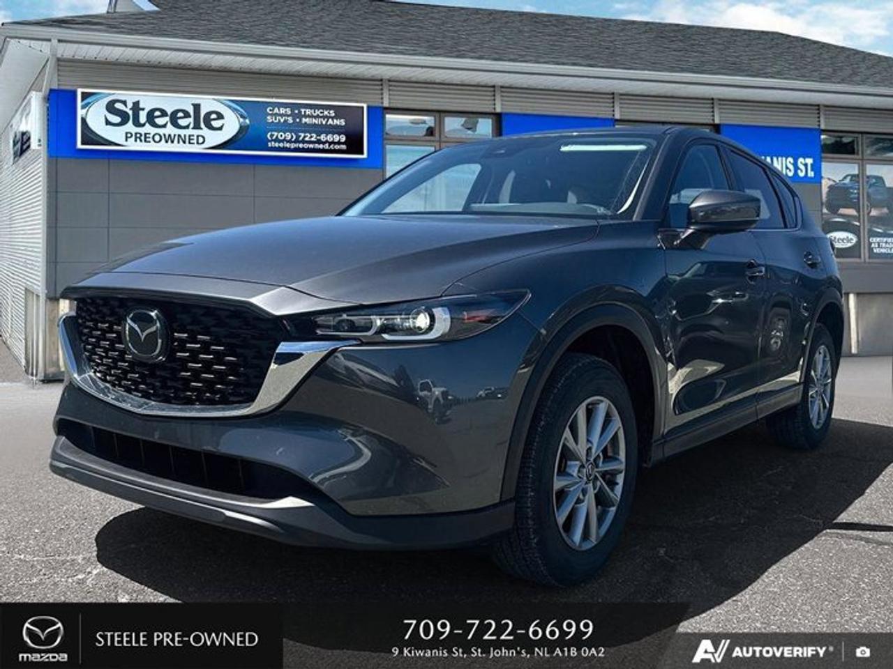 This Used 2023 Mazda CX-5 GX is a sleek and stylish SUV that is sure to turn heads on the road. With only 25,600 kilometers on the odometer, this vehicle is in excellent condition and ready for its next owner. The gasoline engine is a Regular Unleaded I-4 2.5 L/152, providing plenty of power for your daily commute or weekend adventures. One of the standout features of this Mazda CX-5 GX is its impressive fuel efficiency, with a city KM/L of 10 and a highway KM/L of 8. The AWD 6-Speed Automatic transmission ensures smooth and responsive handling in any driving conditions. Inside, youll find a range of modern amenities including an AM/FM/HD Audio System with 4 speakers, a large full-color center display with Mazda Connect Infotainment system, Apple CarPlay and Android Auto compatibility, Bluetooth connectivity, steering wheel-mounted audio controls, and more. This vehicle also comes equipped with cylinder deactivation display for added efficiency. Dont miss out on the opportunity to own this fantastic Mazda CX-5 GX visit Steele Mazda St. Johns today to take it for a test drive!