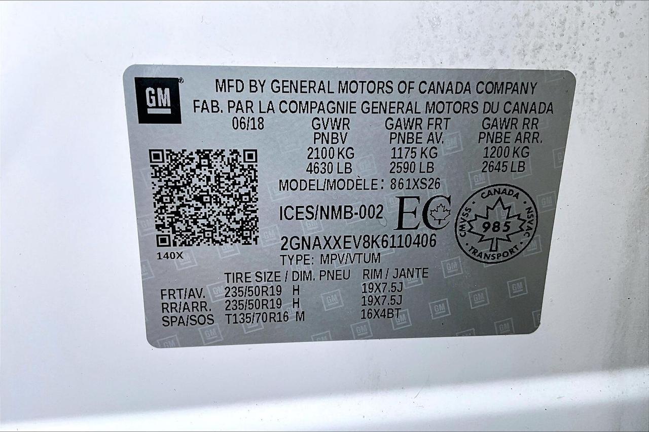 2019 Chevrolet Equinox Premier 1LZ |Heated Leather |Panoroof |Bose |AWD Photo