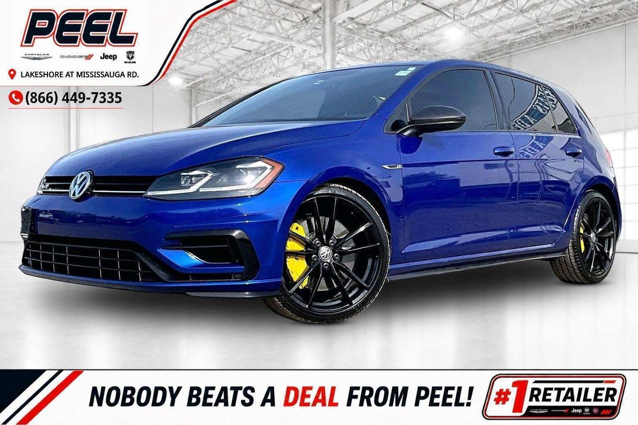 COME SEE WHY NOBODY BEATS A DEAL FROM PEEL! Your Source for ALL make and models used cars and trucks. 2019 Volkswagen Golf R AWD | 2.0L TSI Turbocharged I-4 Engine | Lapiz Blue Metallic | DSG Transmission | Upgraded Porsche-style Paddle Shifters | Brand New OEM Turbo Just Installed | Winter Tires on Alloy Wheels (No Extra Charge, may not be road-worthy. As Is) Hot hatch enthusiasts know how hard it is to find a clean and unmodified Golf R, and this 2019 Volkswagen Golf R AWD in iconic Lapiz Blue Metallic is exactly the kind of example buyers wait for. Powered by the legendary 2.0L TSI turbocharged engine paired to the lightning-quick DSG transmission and Volkswagens confidence-inspiring 4MOTION AWD system, this Golf R delivers an incredible balance of everyday comfort and serious performance with nearly 300 horsepower on tap. Inside, the refined cabin offers premium sport seats, a fully digital Volkswagen Digital Cockpit, touchscreen infotainment with navigation, Apple CarPlay & Android Auto, dual-zone climate control, and upscale fit and finish that make it feel far more premium than a typical hatchback. Advanced driver assistance and all-weather AWD capability make it just as enjoyable commuting year-round as it is carving back roads, while the aggressive R-specific styling, quad exhaust, signature LED lighting, and sought-after Lapiz Blue paint give it unmistakable presence. Quick, practical, refined, and increasingly difficult to find in clean condition, this Golf R is the ultimate enthusiast daily driver and one of the best performance hatchbacks ever built. ______________________________________________________ FREE CarFax included! Click the CarFax link in the listing to view the report. Our advertised prices are for consumers/end users only and are not intended for dealer, wholesale, exporter, or broker purchases. ______________________________________________________ Peel Chrysler is based in Port Credit, Mississauga, and proudly serves customers across Ontario and Canada, including Toronto, Oakville, North York, Richmond Hill, Ajax, Hamilton, Niagara Falls, Brampton, Scarborough, Vaughan, London, Windsor, Cambridge, Kitchener, Waterloo, Brantford, Sarnia, Pickering, Huntsville, Milton, Woodbridge, Aurora, Newmarket, Orangeville, Georgetown, Markham, North Bay, Sudbury, Barrie, Oshawa, Kingston, Innisfil, and surrounding areas. Browse our selection of used cars, trucks, SUVs, vans, Ram, Jeep, Dodge, Chrysler, FIAT, and all makes and models at peelchrysler.com. ______________________________________________________ Disclaimer: Prices are for consumer/end-user purchases only. Advertised prices are all-in and include all dealer fees and charges, including the $499 loan processing fee where applicable, except HST, Fuel and Licensing, unless otherwise stated. Payments, rates, and terms are subject to approved credit and may change without notice. If a trade-in has an outstanding loan balance and Peel Chrysler is required to facilitate the lien payout, a $349 lien payout fee applies. Most pre-owned vehicles originally come with two keys; however, all Peel Chrysler pre-owned vehicles come standard with one key unless otherwise stated. Vehicle images may be digitally adjusted or enhanced for presentation purposes and may not always reflect the exact appearance of the vehicle. While we make every effort to ensure accuracy, vehicle details, features, options, materials, history, specifications, pricing, availability, and CarFax information should be verified with Peel Chrysler before purchase.