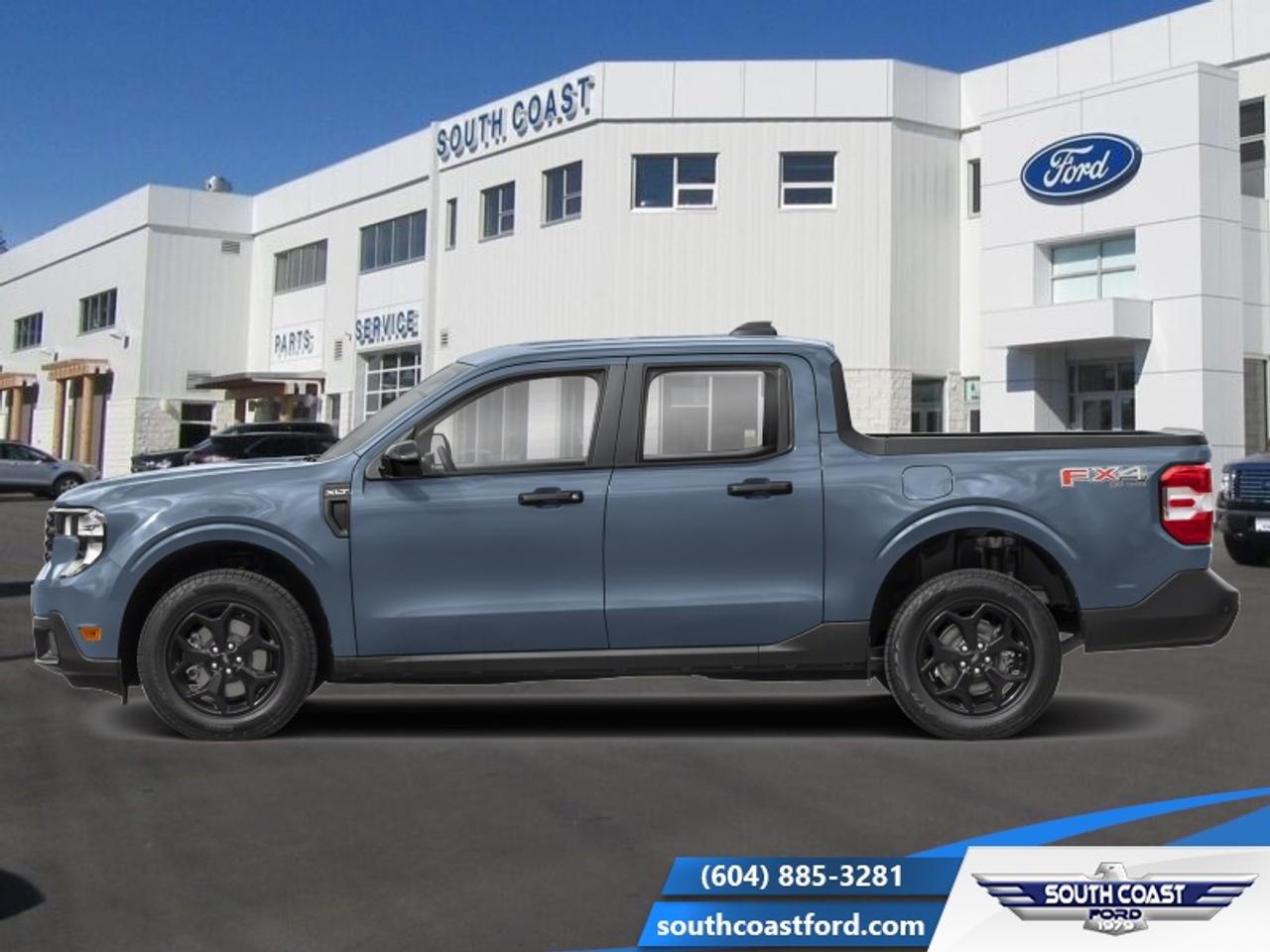 <b>XLT Luxury Package, Tow Package, Spray-In Bedliner, Power 8-Way Driver Seat!</b><br> <br> The 2026 Ford Maverick blends agile practicality, intelligent design and everyday strength into one compelling package.<br> <br>The 2026 Ford Maverick balances the utility of a pickup with the size and maneuverability tailored for daily use and light-duty tasks. Inside, the cabin features thoughtful materials, simple modern tech and seating designed to support every passenger comfortably. With its versatile footprint, confident styling and Fords reputation for dependability, the Maverick stands out as a smart choice for lifestyle-driven truck buyers.<br> <br>This Azure Gray Metallic Tricoat Crew Cab 4X4 pickup has a CVT transmission and is powered by a 191HP 2.5L 4 Cylinder Engine. <br> <br> Our Mavericks trim level is XLT. This hybrid pickup blends efficiency and versatility, pairing a lithium-ion battery with regenerative braking and a 1,400 lb maximum payload to handle both daily drives and demanding tasks with ease. Inside, it features a spacious cabin with cloth bucket seats, a 13.2 SYNC 4 touchscreen, wireless Apple CarPlay and Android Auto, SiriusXM, Bluetooth, 5G Wi-Fi hotspot, and smart storage solutions for both passengers and gear. Safety is prioritized with Pre-Collision Assist with pedestrian detection, lane-keeping aid, driver monitoring, cross-traffic mitigation, multiple airbags including curtain and knee protection, rear child safety locks, and Fords advanced stability and traction systems for confident driving in all conditions. This vehicle has been upgraded with the following features: XLT Luxury Package, Tow Package, Spray-In Bedliner, Power 8-Way Driver Seat.<br><br> View the original window sticker for this vehicle with this url <b><a href=http://www.windowsticker.forddirect.com/windowsticker.pdf?vin=3FTTW8J36TRB32557 target=_blank>http://www.windowsticker.forddirect.com/windowsticker.pdf?vin=3FTTW8J36TRB32557</a></b>.<br> <br>To apply right now for financing use this link: <a href=https://www.southcoastford.com/financing/ target=_blank>https://www.southcoastford.com/financing/</a><br> <br/>4.99% financing for 84 months. <br> Buy this vehicle now for the lowest bi-weekly payment of <b>$370.61</b> with $0 down for 84 months @ 4.99% APR O.A.C. ( taxes included, $695 Administration Fee included / Total Obligation of $61356 ). Incentives expire 2026-07-31. See dealer for details. <br><br>Call South Coast Ford Sales or come visit us in person. Were convenient to Sechelt, BC and located at 5606 Wharf Avenue. and look forward to helping you with your automotive needs. <br><br> Come by and check out our fleet of 20+ used cars and trucks and 100+ new cars and trucks for sale in Sechelt.  o~o