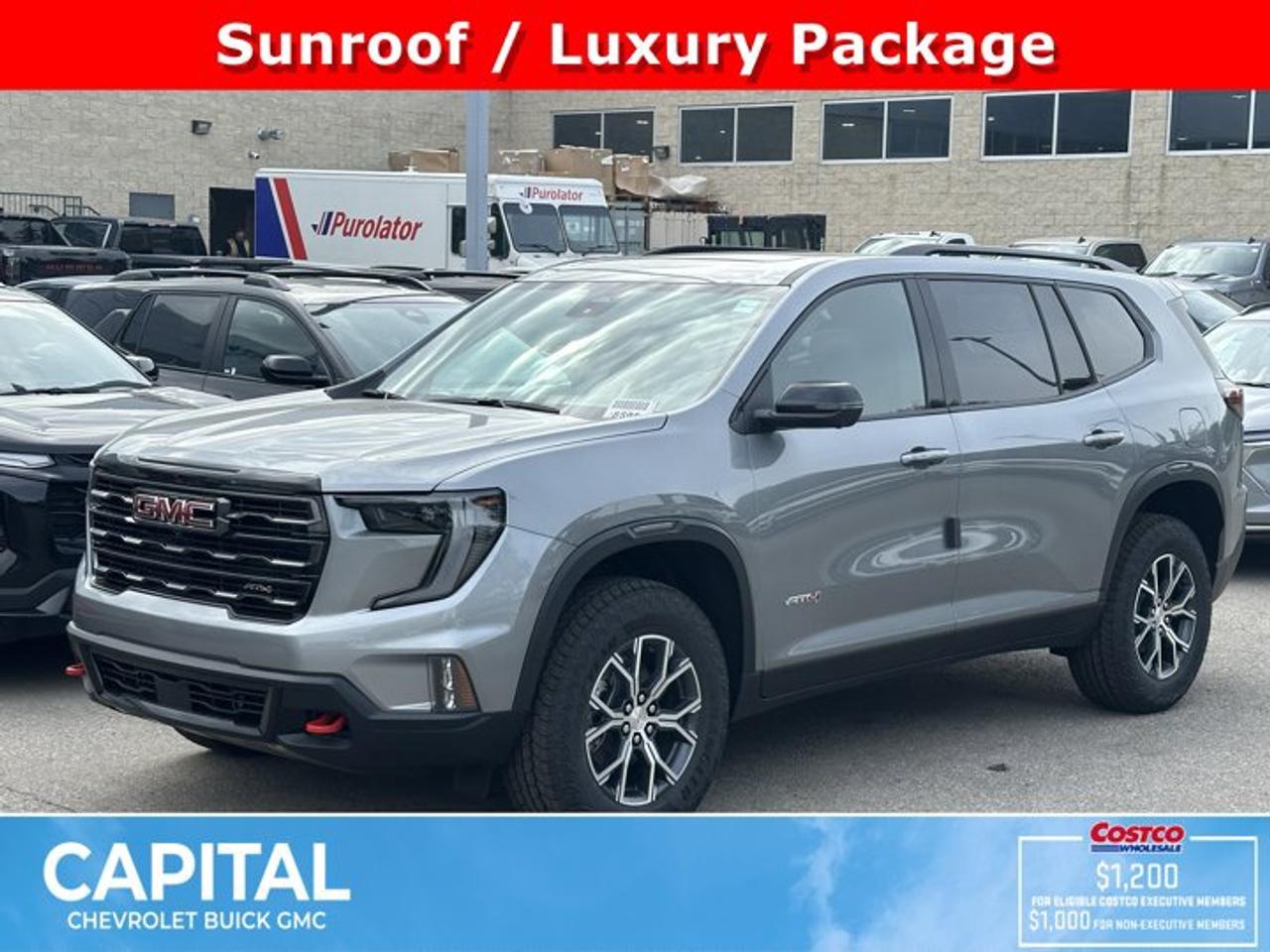 This GMC Acadia boasts a Gas 2.5L/ engine powering this Automatic transmission. ENGINE, 2.5L TURBO DOHC SIDI with Variable Valve Timing (VVT) (328 hp [244 kW] @ 5500 rpm, 326 lb-ft of torque [442 N-m] @ 3500 rpm) (STD), Wireless Charging for select devices, Wipers, front intermittent with washers.* This GMC Acadia Features the Following Options *Wiper, rear intermittent with washer, Windows, power with driver Express-Up and all windows Express-Down, Window, rear side, solar absorbing, privacy tinting, Wi-Fi Hotspot capable (Terms and limitations apply. See onstar.ca or dealer for details.), Wheels, 18 x 8 (45.7 cm x 20.3 cm) dark machined aluminum, Wheel, spare, 18 x 4.5 (45.7 cm x 11.4 cm) steel, Wheel opening mouldings, Vehicle health management provides advanced warning of vehicle issues, USB ports, single charge, USB ports, rear, dual, charge-only.* Visit Us Today *Youve earned this- stop by Capital Chevrolet Buick GMC Inc. located at 13103 Lake Fraser Drive SE, Calgary, AB T2J 3H5 to make this car yours today!