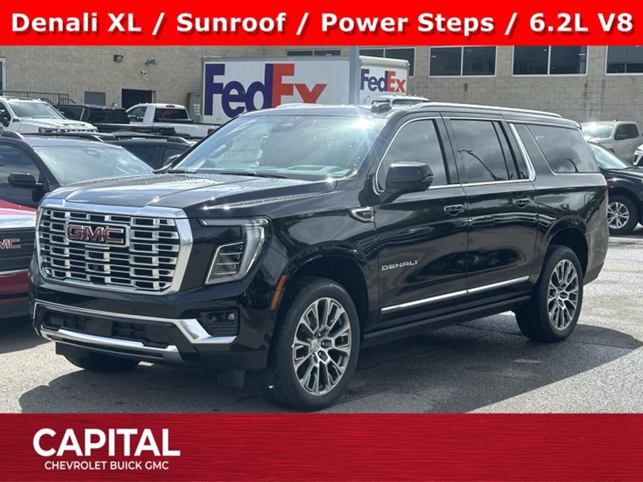 This GMC Yukon XL delivers a Gas V8 6.2L/ engine powering this Automatic transmission. ENGINE, 6.2L ECOTEC3 V8 with Dynamic Fuel Management, Direct Injection and Variable Valve Timing, includes aluminum block construction (420 hp [313 kW] @ 5600 rpm, 460 lb-ft of torque [624 Nm] @ 4100 rpm) (STD), Wireless Phone Charging, for portable devices, Wireless Apple CarPlay/Wireless Android Auto.*This GMC Yukon XL Comes Equipped with These Options *Wipers, front intermittent, Rainsense, Wiper, rear intermittent, Windows, power, rear with Express-Down, Window, power with front passenger Express-Up/Down, Window, power with driver Express-Up/Down, Wi-Fi Hotspot capable (Terms and limitations apply. See onstar.ca or dealer for details.), Wheels, 20 x 9 (50.8 cm x 22.9 cm) 6-spoke multi-dimensional polished aluminum, Wheel, full-size spare, 17 (43.2 cm) steel, Warning tones headlamp on, driver and right-front passenger seat belt unfasten and turn signal on, Visors, driver and front passenger illuminated vanity mirrors.* Stop By Today *Test drive this must-see, must-drive, must-own beauty today at Capital Chevrolet Buick GMC Inc., 13103 Lake Fraser Drive SE, Calgary, AB T2J 3H5.