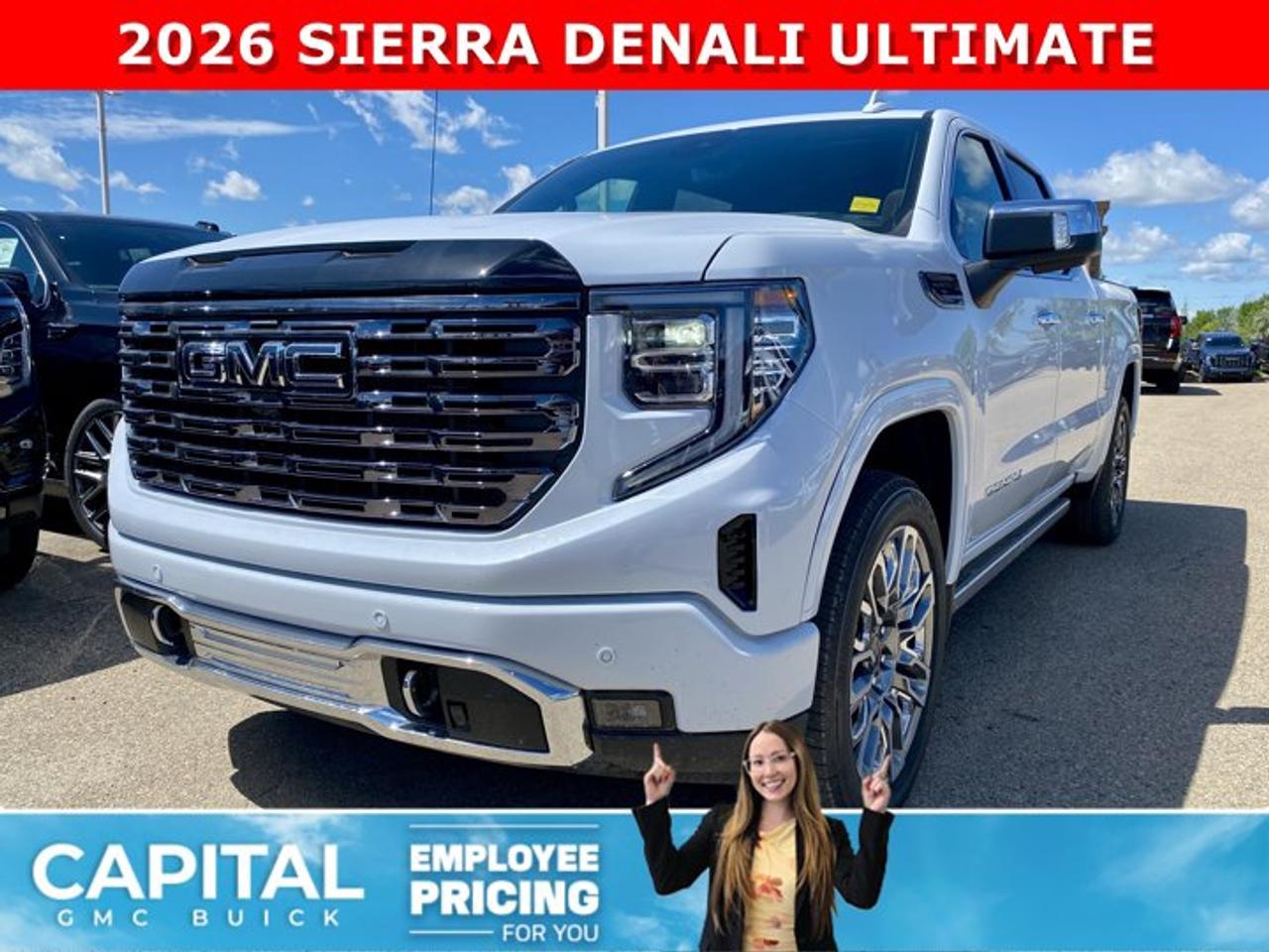 CHECK OUT THIS 2026 Limited Production DENALI ULTIMATE Sierra 1500 with the 6.2L Engine. Equipped with 16-way power front seats including MASSAGE feature, Handsfree Super Cruise, Bose Premium Stereo, the EXCLUSIVE Luxury Alpine Umber Interior, 22 Aluminum, Midnight with Chrome Inserts wheels, Body Color Arch Moldings, power-retractable assist steps with perimeter lighting, Power sunroof, Advanced Technology package, adaptive cruise, Floor Liners, rear camera mirror, heads-up display, VADER CHROME and much much more!Ask for the Internet Department for more information or book your test drive today! Text 507-585-4395 for fast answers at your fingertips!AMVIC Licensed Dealer - Licence Number B1044900Disclaimer: All prices are plus GST and include all cash credits and loyalties. See dealer for details. AMVIC Licensed Dealer # B1044900