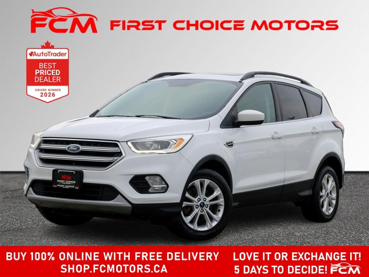 ** ** SPECIAL LIMITED TIME OFFER ** ** PURCHASE ANY VEHICLE THIS WEEK AND RECEIVE 4 BRAND-NEW ALL-SEASON TIRES AT NO ADDITIONAL COST!!! DON   T MISS THIS EXCLUSIVE CHANCE TO UPGRADE YOUR RIDE AND STAY PREPARED FOR ANY WEATHER!!! <br><br>EXCITING NEWS FROM FIRST CHOICE MOTORS! Our brand-new online showroom is now open to the public, bringing the ultimate car shopping experience right to your fingertips! Enjoy a 100% online car shopping experience, with over 500 certified vehicles in stock, comprehensive protection plans, and thousands of new auto parts & accessories available! Plus, for a limited time, were offering FREE deliveries across Ontario on all vehicle purchases! Dont miss out   visit Shop.fcmotors.ca to find and upgrade your perfect vehicle today!<br><br>Welcome to First Choice Motors, the largest car dealership in Toronto of pre-owned cars, SUVs, and vans priced between $5000-$15,000. With an impressive inventory of over 300 vehicles in stock, we are dedicated to providing our customers with a vast selection of affordable and reliable options. <br><br>Were thrilled to offer a used 2017 Ford Escape SE, white color with 217,000km (STK#9819) This vehicle was $8990 NOW ON SALE FOR $8490. It is equipped with the following features:<br>- Automatic Transmission<br>- Panoramic Roof<br>- Heated seats<br>- All wheel drive<br>- Bluetooth<br>- Reverse camera<br>- Alloy wheels<br>- Power windows<br>- Power locks<br>- Power mirrors<br>- Air Conditioning<br><br>At First Choice Motors, we believe in providing quality vehicles that our customers can depend on. All our vehicles come with a 36-day FULL COVERAGE warranty. We also offer additional warranty options up to 5 years for our customers who want extra peace of mind.<br><br>Furthermore, all our vehicles are sold fully certified with brand new brakes rotors and pads, a fresh oil change, and brand new set of all-season tires installed & balanced. You can be confident that this car is in excellent condition and ready to hit the road.<br><br>At First Choice Motors, we believe that everyone deserves a chance to own a reliable and affordable vehicle. Thats why we offer financing options with low interest rates starting at 7.9% O.A.C. Were proud to approve all customers, including those with bad credit, no credit, students, and even 9 socials. Our finance team is dedicated to finding the best financing option for you and making the car buying process as smooth and stress-free as possible.<br><br>Our dealership is open 7 days a week to provide you with the best customer service possible. We carry the largest selection of used vehicles for sale under $9990 in all of Ontario. We stock over 300 cars, mostly Hyundai, Chevrolet, Mazda, Honda, Volkswagen, Toyota, Ford, Dodge, Kia, Mitsubishi, Acura, Lexus, and more. With our ongoing sale, you can find your dream car at a price you can afford. Come visit us today and experience why we are the best choice for your next used car purchase!<br><br>All prices exclude a $22 OMVIC fee, license plates & registration and ONTARIO HST (13%)<br>*No Credit Card payments can be accepted for Vehicle Purchases*