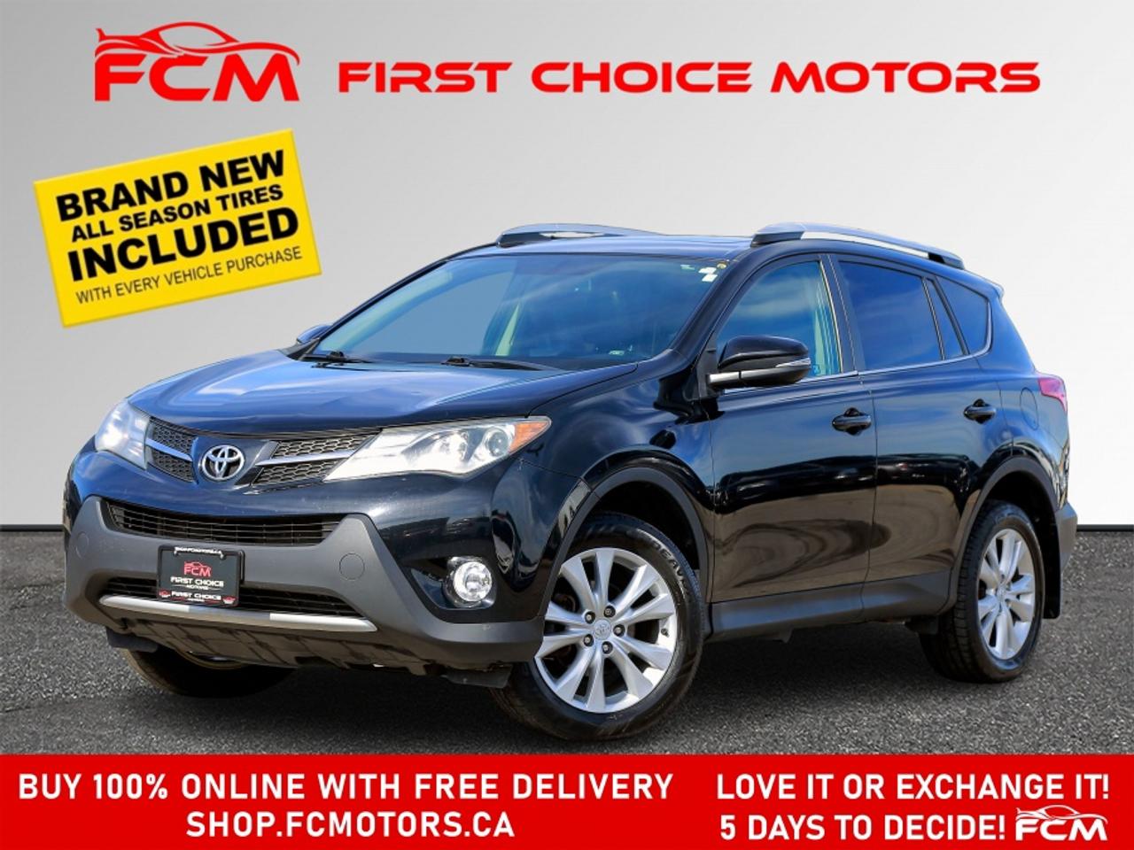 ** ** SPECIAL LIMITED TIME OFFER ** ** PURCHASE ANY VEHICLE THIS WEEK AND RECEIVE 4 BRAND-NEW ALL-SEASON TIRES AT NO ADDITIONAL COST!!! DON   T MISS THIS EXCLUSIVE CHANCE TO UPGRADE YOUR RIDE AND STAY PREPARED FOR ANY WEATHER!!! <br><br>EXCITING NEWS FROM FIRST CHOICE MOTORS! Our brand-new online showroom is now open to the public, bringing the ultimate car shopping experience right to your fingertips! Enjoy a 100% online car shopping experience, with over 500 certified vehicles in stock, comprehensive protection plans, and thousands of new auto parts & accessories available! Plus, for a limited time, were offering FREE deliveries across Ontario on all vehicle purchases! Dont miss out   visit Shop.fcmotors.ca to find and upgrade your perfect vehicle today!<br><br>Welcome to First Choice Motors, the largest car dealership in Toronto of pre-owned cars, SUVs, and vans priced between $5000-$15,000. With an impressive inventory of over 300 vehicles in stock, we are dedicated to providing our customers with a vast selection of affordable and reliable options. <br><br>Were thrilled to offer a used 2013 Toyota RAV4 LIMITED, black color with 166,000km (STK#9960) This vehicle was $15990 NOW ON SALE FOR $14990. It is equipped with the following features:<br>- Automatic Transmission<br>- Leather Seats<br>- Sunroof<br>- Heated seats<br>- All wheel drive<br>- Bluetooth<br>- Reverse camera<br>- Alloy wheels<br>- Power windows<br>- Power locks<br>- Power mirrors<br>- Air Conditioning<br><br>At First Choice Motors, we believe in providing quality vehicles that our customers can depend on. All our vehicles come with a 36-day guarantee on all safety related items. We also offer additional warranty options up to 5 years for our customers who want extra peace of mind.<br><br>Furthermore, all our vehicles are sold fully certified with brand new brakes rotors and pads, a fresh oil change, and brand new set of all-season tires installed & balanced. You can be confident that this car is in excellent condition and ready to hit the road.<br><br>At First Choice Motors, we believe that everyone deserves a chance to own a reliable and affordable vehicle. Thats why we offer financing options with low interest rates starting at 7.9% O.A.C. Were proud to approve all customers, including those with bad credit, no credit, students, and even 9 socials. Our finance team is dedicated to finding the best financing option for you and making the car buying process as smooth and stress-free as possible.<br><br>Our dealership is open 7 days a week to provide you with the best customer service possible. We carry the largest selection of used vehicles for sale under $9990 in all of Ontario. We stock over 300 cars, mostly Hyundai, Chevrolet, Mazda, Honda, Volkswagen, Toyota, Ford, Dodge, Kia, Mitsubishi, Acura, Lexus, and more. With our ongoing sale, you can find your dream car at a price you can afford. Come visit us today and experience why we are the best choice for your next used car purchase!<br><br>All prices include $22.00 OMVIC Fee.  Excludes, license plates, ownership registration and ONTARIO HST (13%)<br>*No Credit Card payments can be accepted for Vehicle Purchases*