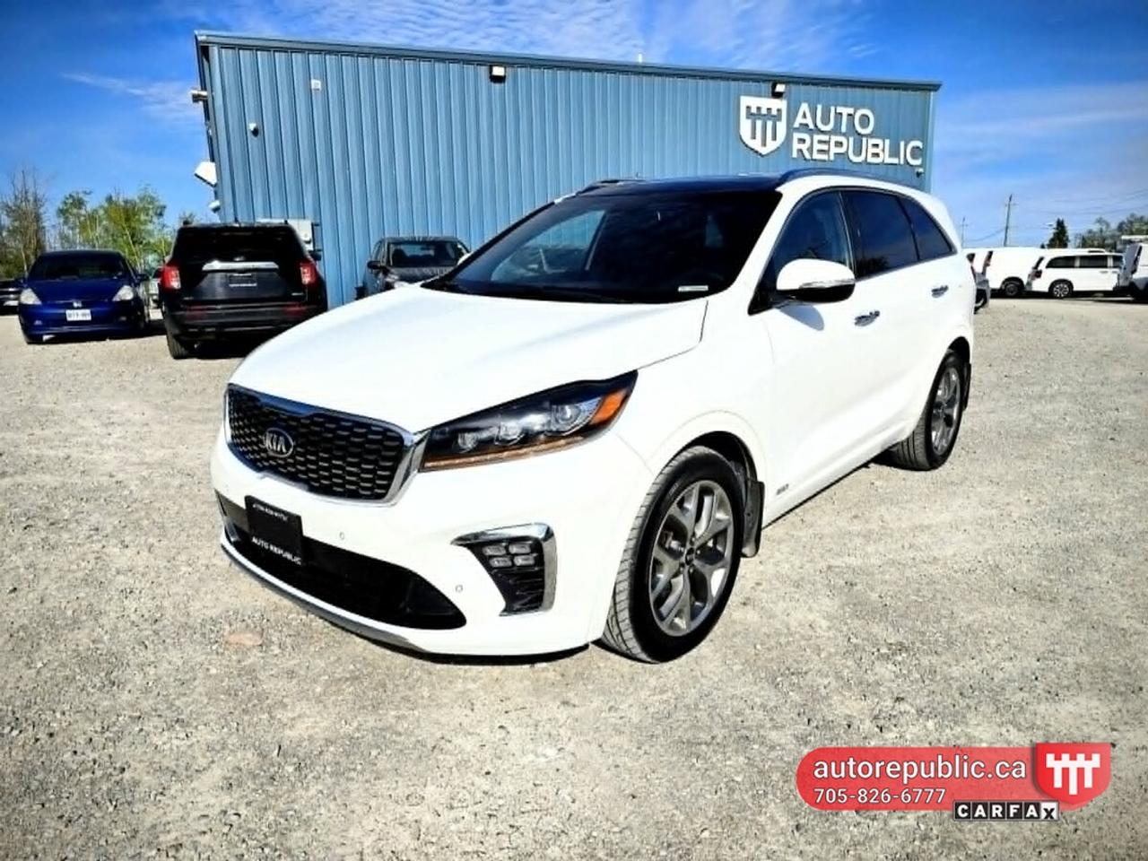 Loaded and dealer maintained 7 Seater with V6 AWD <br/> Never been in accidents - Carfax Verified <br/> <br/> <br/> Comes safety certified with no extra charge <br/> Only HST and licensing is extra, No admin fees or omvic fees. Same price - pay cash or finance! <br/> <br/> <br/> Loaded with leather seats, power adjustable seats with memory, heated and ventilated front seats, rear heated seats, heated steering wheel, beautiful panoramic sunroof, Bluetooth, Backup camera, backup and front parking sensors, blind spot assist, cruise control, push to Start, AC with dual zone climate control, alloy wheels, power locks and windows, power tilt steering, automatic headlights, remote keyless entry with 2 seats of keys, trip computer, AWD lock, ECO mode, hill descent control and much more ... <br/> Link to Youtube walkaround video: <br/> https://www.youtube.com/watch?v=dr6K_E3MzTw <br/> <br/> <br/> Has only 135900 kms and never been in accidents - Carfax Verified <br/> 11 service records at Kia dealer <br/> Link to carfax: <br/> https://vhr.carfax.ca/?id=NVzFCaPGN0SFyaHpQZ6Sqb6FEx3HFpUW <br/> <br/> <br/> Has powerful and reliable V6 3.3L cyl engine pushing lot of power to all four wheels. <br/> <br/> <br/> Gorgeous color combination - shiny pearl white exterior on black clean interior. <br/> Smoke free, odor free interior. <br/> <br/> <br/> Perfect combination of versatility, safety and reliability. <br/> <br/> <br/> Please call 705-826-6777 for appointments <br/> www.autorepublic.ca <br/> <br/> <br/> Available extended warranty up to 48 months <br/> <br/> <br/> Financing is available <br/> <br/> <br/> Tax and Licensing extra <br/> <br/> <br/> Trade-ins are welcome! <br/> <br/> <br/> No Hidden Fees or Admin Fees! <br/> <br/> <br/> Do not hesitate to contact us with any questions. <br/> <br/> <br/> Please call us at 705/826/6777 for more details. <br/> www.autorepublic.ca <br/> <br/> <br/> AUTO REPUBLIC <br/> Quality Certified Pre-Owned Vehicles <br/> 5 Courtland st, Ramara, ON. <br/>