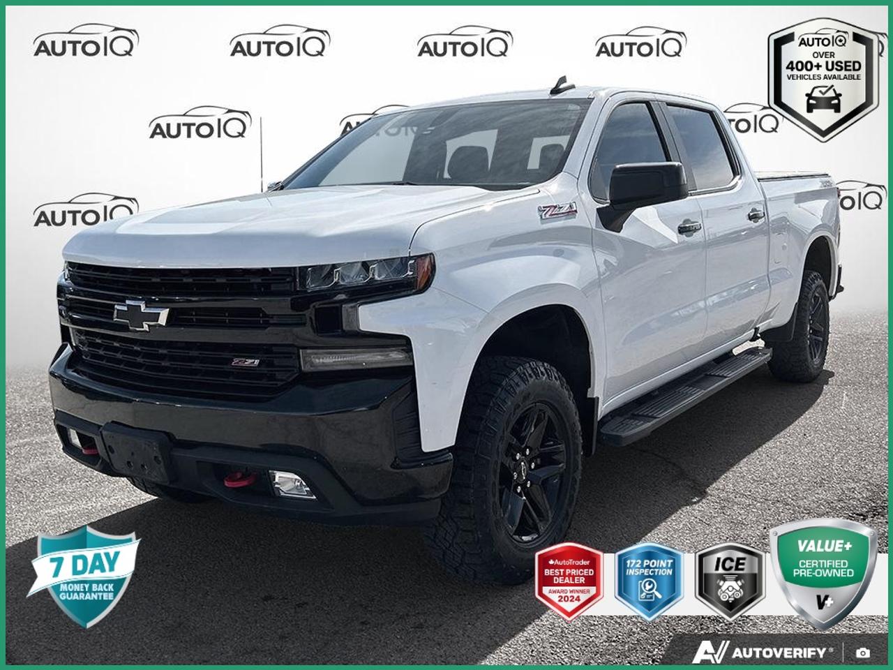 Recent Arrival!<br><br><br>One Owner, | No Accidents, | Apple CarPlay/Android Auto, LOCAL TRADE, 10-Way Power Driver Seat w/Lumbar, 12-Volt Rear Auxiliary Power Outlet, 2 USB Ports (First Row), 3.23 Rear Axle Ratio, 4.2 Diagonal Colour Display Driver Info Centre, All-Weather Floor Liner (LPO) (AAK), Alloy wheels, Auto-Locking Rear Differential, Auxiliary External Transmission Oil Cooler, Bed Protection Package, Bluetooth® For Phone, Chevrolet Connected Access Capable, Chevytec Spray-On Black Bedliner, Cloth Rear Seat w/Storage Package, Colour-Keyed Carpeting Floor Covering, Compass, Convenience Package w/Buckets Seats, Deep-Tinted Glass, Delay-off headlights, Dual Exhaust w/Polished Outlets, Dual-Zone Automatic Climate Control, Electric Rear-Window Defogger, Electronic Cruise Control, EZ Lift Power Lock & Release Tailgate, Floor Mounted Centre Console, Front Bucket Seats, Front fog lights, Front LED Fog Lamps, Fully automatic headlights, Heated Driver & Front Outboard Passenger Seats, Heated Steering Wheel, Heavy-Duty Air Filter, High Gloss Black Grille, High Gloss Black Mirror Caps, Hill Descent Control, Hitch Guidance, Keyless Open & Start, Leather Wrapped Steering Wheel, LED Cargo Area Lighting, LED Reflector Headlamps, Manual Tilt/Telescoping Steering Column, Off-Road Suspension w/2 Lift, OnStar & Chevrolet Connected Services Capable, Performance Red Recovery Hooks, Power Door Locks, Power Front Windows w/Driver Express Up/Down, Power Front Windows w/Passenger Express Down, Power Rear Windows w/Express Down, Preferred Equipment Group 2LT, Rear Dual USB Charging-Only Ports, Rear step bumper, Rear Vision Camera, Rear Wheelhouse Liners, Remote Vehicle Starter System, Split folding rear seat, Standard Tailgate, Steering Wheel Audio Controls, Suspension Package, Theft Deterrent System (Unauthorized Entry), Trailering Package, Wheels: 18 x 8.5 Black Painted Aluminum, Wi-Fi Hot Spot Capable.<br><br>Summit White LT Trail Boss<br>OFF-ROAD SUSPENSION W/ 2 INCH LIFT | HEATED SEATS | BLACK ASSIST STEPS | BED PROTECTION PKG | SKID PLATES | HILL DECENT CONTROL | LED BED LIGHTING 2022 Chevrolet Silverado 1500 LTD LT Trail Boss EcoTec3 5.3L V8<br>10-Speed Automatic<br>4WD<p> </p><h4>VALUE+ CERTIFIED PRE-OWNED VEHICLE</h4><p>- 36-point Provincial Safety Inspection<br>- 172-point inspection combined mechanical, aesthetic, functional inspection including a vehicle report card<br>- Warranty: 30 Days or 1500 KMS on mechanical safety-related items and extended plans are available<br>- Complimentary CARFAX Vehicle History Report<br>- 2X Provincial safety standard for tire tread depth<br>- 2X Provincial safety standard for brake pad thickness<br>- 7 Day Money Back Guarantee*<br>- Market Value Report provided<br>- Complimentary 3 months SIRIUS XM satellite radio subscription on equipped vehicles<br>- Complimentary wash and vacuum<br>- Vehicle scanned for open recall notifications from manufacturer</p><p>SPECIAL NOTE: This vehicle is reserved for AutoIQs retail customers only. Please, No dealer calls. Errors & omissions excepted.</p><p>*As-traded, specialty or high-performance vehicles are excluded from the 7-Day Money Back Guarantee Program (including, but not limited to Ford Shelby, Ford mustang GT, Ford Raptor, Chevrolet Corvette, Camaro 2SS, Camaro ZL1, V-Series Cadillac, Dodge/Jeep SRT, Hyundai N Line, all electric models)</p>