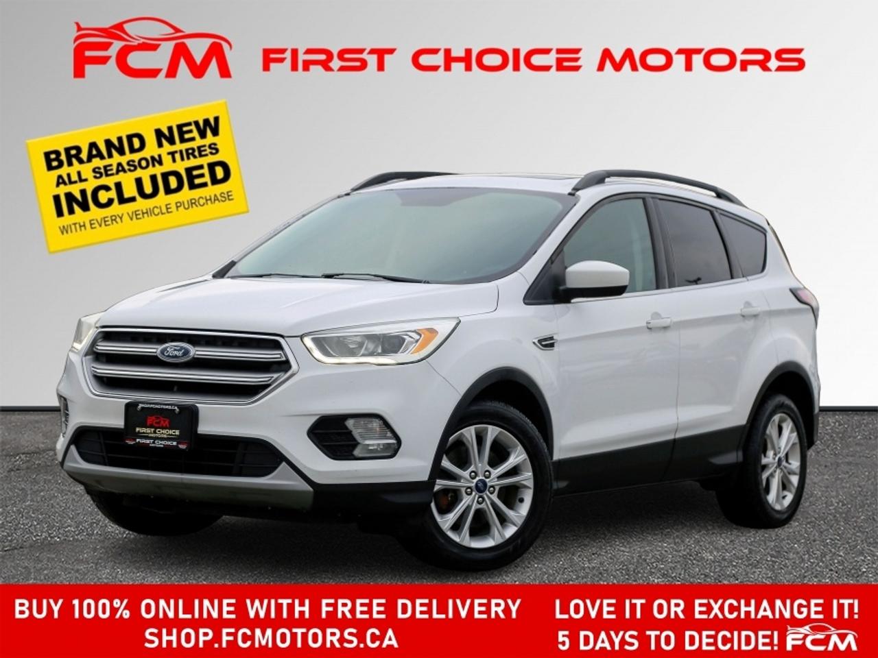 ** ** SPECIAL LIMITED TIME OFFER ** ** PURCHASE ANY VEHICLE THIS WEEK AND RECEIVE 4 BRAND-NEW ALL-SEASON TIRES AT NO ADDITIONAL COST!!! DONT MISS THIS EXCLUSIVE CHANCE TO UPGRADE YOUR RIDE AND STAY PREPARED FOR ANY WEATHER!!!       EXCITING NEWS FROM FIRST CHOICE MOTORS! Our brand-new online showroom is now open to the public, bringing the ultimate car shopping experience right to your fingertips! Enjoy a 100% online car shopping experience, with over 500 certified vehicles in stock, comprehensive protection plans, and thousands of new auto parts & accessories available! Plus, for a limited time, were offering FREE deliveries across Ontario on all vehicle purchases! Dont miss outvisit Shop.fcmotors.ca to find and upgrade your perfect vehicle today!      Welcome to First Choice Motors, the largest car dealership in Toronto of pre-owned cars, SUVs, and vans priced between $5000-$15,000. With an impressive inventory of over 300 vehicles in stock, we are dedicated to providing our customers with a vast selection of affordable and reliable options.       Were thrilled to offer a used 2017 Ford Escape SE, white color with 217,000km (STK#9819) This vehicle was $9990 NOW ON SALE FOR $8990. It is equipped with the following features:   - Automatic Transmission   - Panoramic Roof   - Heated seats   - All wheel drive   - Bluetooth   - Reverse camera   - Alloy wheels   - Power windows   - Power locks   - Power mirrors   - Air Conditioning      At First Choice Motors, we believe in providing quality vehicles that our customers can depend on. All our vehicles come with a 36-day FULL COVERAGE warranty. We also offer additional warranty options up to 5 years for our customers who want extra peace of mind.      Furthermore, all our vehicles are sold fully certified with brand new brakes rotors and pads, a fresh oil change, and brand new set of all-season tires installed & balanced. You can be confident that this car is in excellent condition and ready to hit the road.      At First Choice Motors, we believe that everyone deserves a chance to own a reliable and affordable vehicle. Thats why we offer financing options with low interest rates starting at 7.9% O.A.C. Were proud to approve all customers, including those with bad credit, no credit, students, and even 9 socials. Our finance team is dedicated to finding the best financing option for you and making the car buying process as smooth and stress-free as possible.      Our dealership is open 7 days a week to provide you with the best customer service possible. We carry the largest selection of used vehicles for sale under $9990 in all of Ontario. We stock over 300 cars, mostly Hyundai, Chevrolet, Mazda, Honda, Volkswagen, Toyota, Ford, Dodge, Kia, Mitsubishi, Acura, Lexus, and more. With our ongoing sale, you can find your dream car at a price you can afford. Come visit us today and experience why we are the best choice for your next used car purchase!      All prices exclude a $22 OMVIC fee, license plates & registration and ONTARIO HST (13%)   *No Credit Card payments can be accepted for Vehicle Purchases*    *No Credit Card payments can be accepted for Vehicle Purchases*