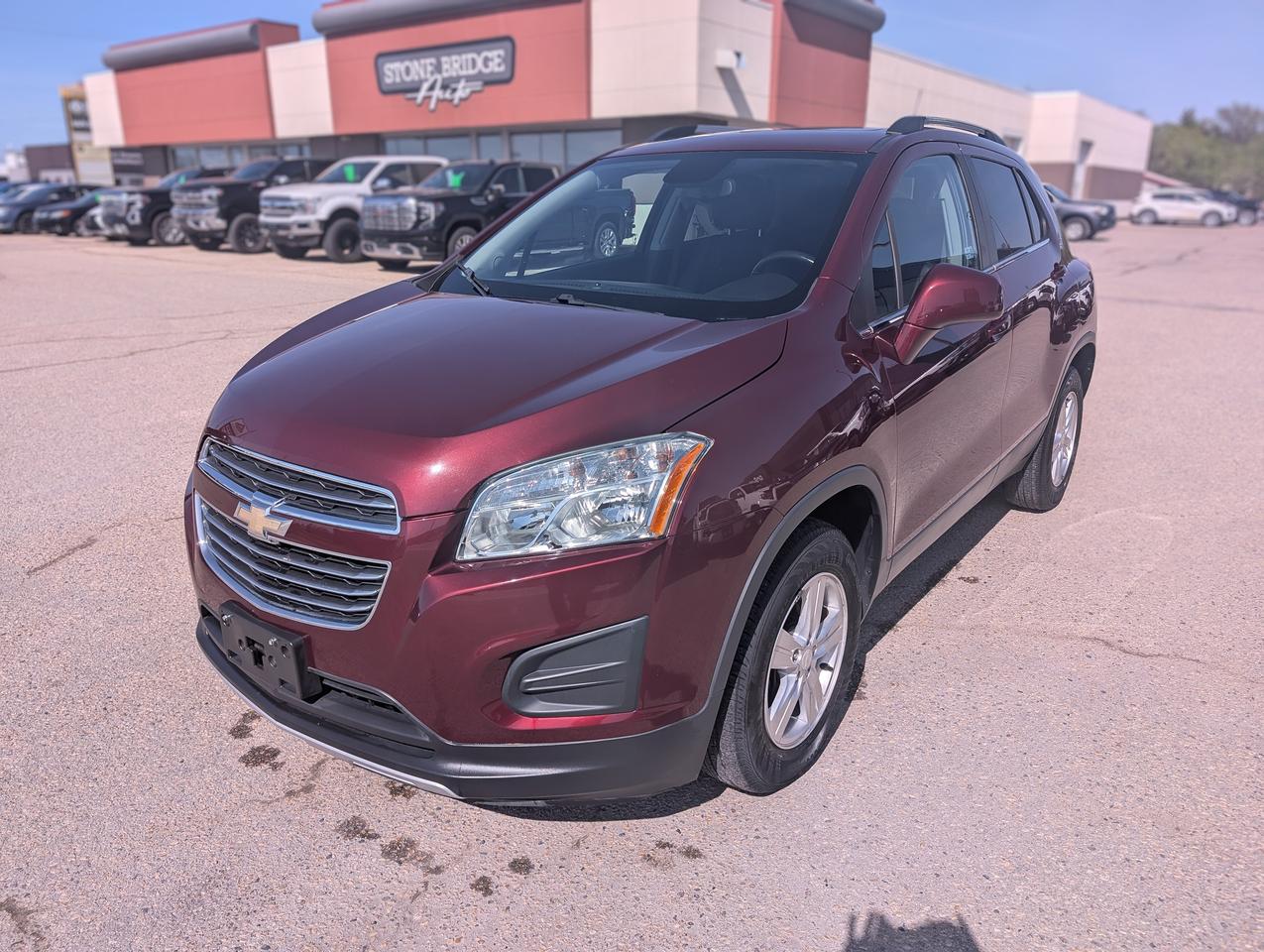 <p dir=ltr>Come finance this vehicle with us. Apply on our website stonebridgeauto.com&nbsp;</p><p>&nbsp;</p><p dir=ltr>2016 Chevrolet Trax LT AWD 1.4L 4 Cylinder 57,000km. Clean title and safetied. Manitoba owned.</p><p>&nbsp;</p><p dir=ltr>Remote start</p><p dir=ltr>Reverse camera</p><p dir=ltr>Heated seats</p><p dir=ltr>Power driver seat</p><p dir=ltr>Sunroof</p><p dir=ltr>Cargo cover</p><p dir=ltr>Bose sound system</p><p>&nbsp;</p><p dir=ltr>We take trades! Vehicle is for sale in Steinbach by STONE BRIDGE AUTO INC. Dealer #5000 we are a small business focused on customer satisfaction. Text or call before coming to view and ask for sales.</p>