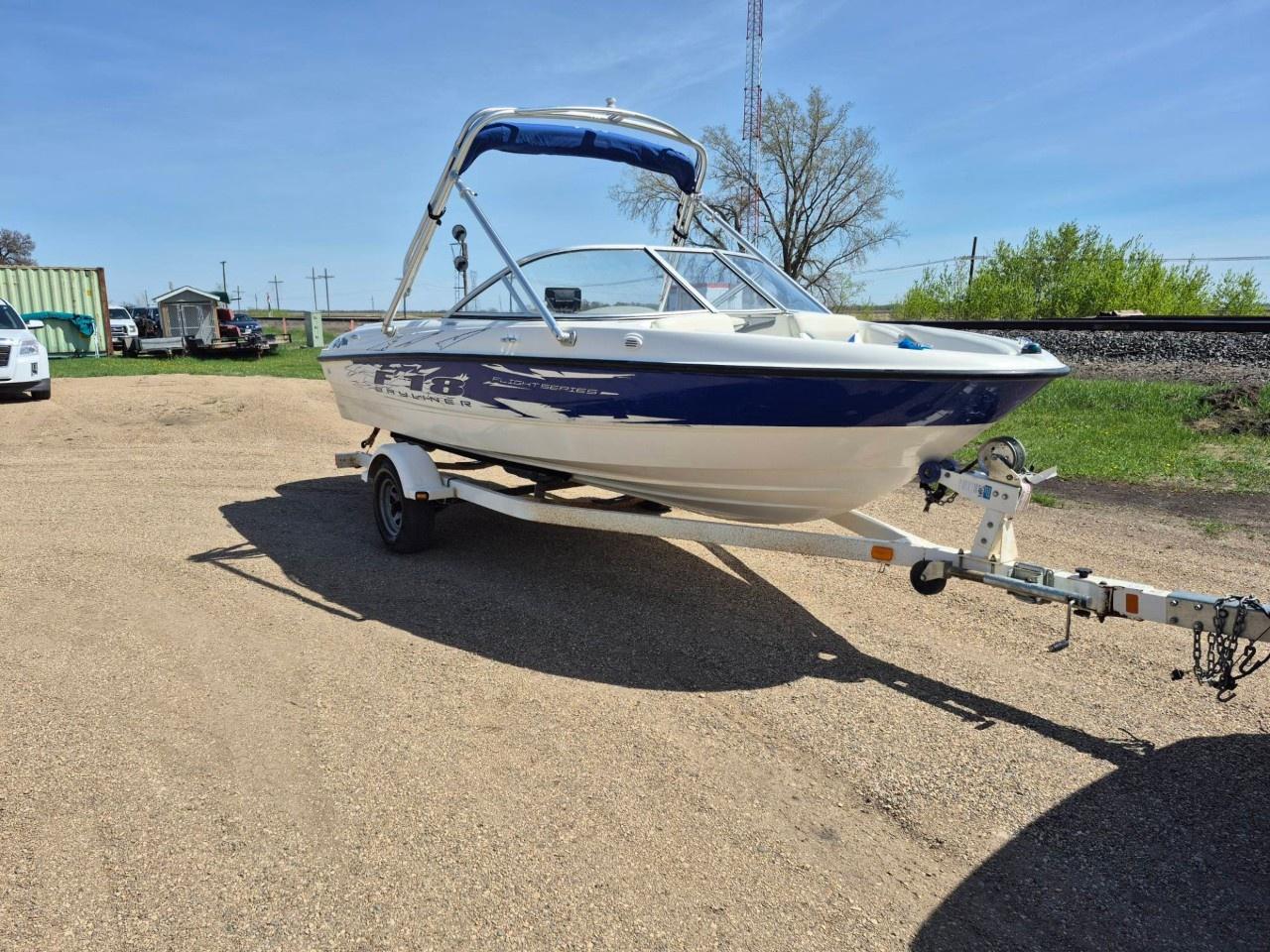 <p>2007 Bayliner F18 185 Flight  Ready for the Water! Freshly Serviced at Virden Rec!</p><p>Private Sale, no GST.</p><p>Turn-key and ready for summer fun! This 2007 Bayliner F18 185 Flight is a great all-around bowrider perfect for cruising, tubing, wakeboarding, or relaxing on the lake with family and friends.</p><p>Powered by a reliable MerCruiser engine, this boat delivers smooth performance, quick planing, and excellent fuel economy. The Flight package includes the factory wake tower, making it ideal for watersports.</p><p>Features:</p><p> MerCruiser engine 4.3L (Better Engine)</p><p> Factory wake tower</p><p> Spacious seating for family & friends</p><p> Swim platform with ladder</p><p> Bimini top</p><p> Stereo system</p><p> Ample storage throughout</p><p> Easy-to-tow size</p><p> Trailer included</p><p>The boat has been well maintained and runs great. Clean interior, solid hull, and everything works as it should. Great starter boat or affordable upgrade for anyone looking to get on the water this season.</p><p></p><p>204-520-9461 Selling for a friend</p>