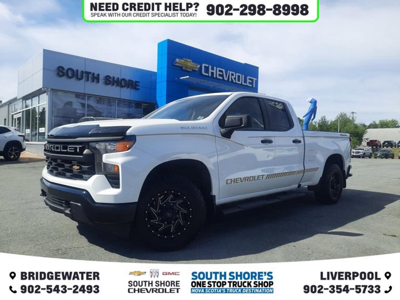 Recent Arrival! Summit White 2023 Chevrolet Silverado 1500 WT For Sale, Bridgewater 4WD 8-Speed Automatic 2.7L I4 Turbocharged DOHC 16V LEV3-SULEV30 310hp Clean Car Fax, 8-Speed Automatic, 4WD, Vinyl, 3.5 Monochromatic Display Driver Info Centre, 6 Speakers, ABS brakes, Air Conditioning, AM/FM radio, Auto High-beam Headlights, Automatic Emergency Braking, Black (Semi-Gloss) Front Bumper, Black (Semi-Gloss) Rear Bumper, Black Manual Outside Mirrors, Bluetooth® For Phone, Brake assist, Deep-Tinted Glass, Delay-off headlights, Dual front impact airbags, Electric Rear-Window Defogger, Electrical Steering Column Lock, Electronic Cruise Control, Electronic Stability Control, Following Distance Indicator, Forward Collision Alert, Front Frame-Mounted Black Recovery Hooks, Front reading lights, Fully automatic headlights, HD Rear Vision Camera, Heated Power-Adjustable Outside Mirrors, Inside Rear-View Mirror w/Tilt, IntelliBeam Automatic High Beam On/Off, Locking Tailgate, Low tire pressure warning, Manual Tailgate Function w/No EZ Lift, Manual Tilt Wheel Steering Column, Occupant sensing airbag, Outside temperature display, Panic alarm, Power Front Windows w/Driver Express Up/Down, Power Front Windows w/Passenger Express Down, Power Rear Windows w/Express Down, Power steering, Power windows, Preferred Equipment Group 1WT, Radio data system, Rear 60/40 Folding Bench Seat (Folds Up), Rear step bumper, Remote Keyless Entry, Rubberized-Vinyl Floor Covering, Solar Absorbing Tinted Glass, Speed-sensing steering, Standard Tailgate, Tachometer, Tilt steering wheel, Traction control, Trip computer, Variably intermittent wipers, Vinyl Seat Trim, WT Convenience Package.