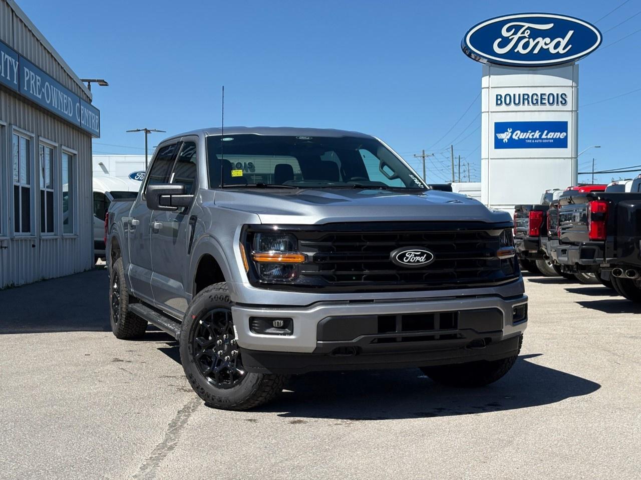 <p>Explore the sophistication of the 2026 Ford F-150 XLT 4WD SuperCrew 5.5' Box, a head-turning truck elegantly presented in a striking silver hue. With its robust 4×4 drivetrain and seamless handling, this truck is built to tackle any terrain.</p><p>The exterior's commanding presence is complemented by the convenience of heated mirrors, while inside, the cabin is adorned with a sleek black interior that promises comfort and style. The fusion of practical features like keyless entry and power windows with aesthetic trims makes every drive a pleasurable experience.</p><p>Stay connected and entertained on the go with cutting-edge technology that includes a Wi-Fi hotspot, smart device integration, and satellite radio. Safety is paramount, and this model is equipped with advanced technology like lane assist, brake assist, and a backup camera for a secure journey. To enhance your drive, cruise control and parking sensors add extra convenience, while the smart EcoBoost engine paired with an electronic 10-speed automatic transmission offers selectable drive modes for every road condition.</p><p>Designed for individuals who seek both rugged capability and high-tech functionality, this Ford F-150 XLT is perfect for outdoor enthusiasts and city commuters alike. Contact Bourgeois Motors Ltd. for more details and take the first step towards making it your own today.</p> <p><span style=color:rgb( 58 , 80 , 95 )>The discount shown on vehicle represents the </span><u>Cash Purchase</u><span style=color:rgb( 58 , 80 , 95 )> discount and is inclusive of all non-stackable and stackable cash purchase discounts from Ford of Canada and Bourgeois Motors Ltd. and is offered in lieu of sub-vented lease or finance rates. To get details on current discounts applicable to this and other vehicles in our inventory for Lease and Finance customer, see a member of our team. All offers for lease or finance are On Approved Credit (OAC).While every effort is made to ensure the accuracy of discounts and programs, programs are subject to change without notice </span><span style=color:rgb( 119 , 119 , 119 )>and may not be accurate or completely current. While every reasonable effort is made to ensure the accuracy of this data, we are not responsible for any errors or omissions contained on these pages.</span></p> <p><strong>Why Choose the Bourgeois Auto Group?</strong></p><p>For 80 years, Bourgeois Auto Group has been delivering exceptional automotive experiences. Our factor trained teams work to ensure you receive the shopping experience you deserve; whether you're looking for a new or new-to-you vehicle.</p><p>Shop 24/7 with our online showroom and chat service, ensuring convenience every step of the way. No hidden fees, full disclosure, and every pre-owned vehicle comes with a Carfax® report for peace of mind.</p><p>We offer a wide selection of pre-owned vehicles, all competitively priced using real-time market data. Get the best deal on your purchase and trade-in with our free Live Market Analysis report.</p><p>Looking to sell your car? We buy any make or modelno purchase required. Our simple to use online trade valuation tool will provide you with a clear, transparent selling experience whether you buy our car or not.</p><p>Backed by hundreds dedicated employees across 4 convenient locations, were here to meet all your automotive needs. Visit us in Midland or Parry Sound and explore our inventory or schedule your next service today.</p> <p><strong>Financing Your Next Vehicle with Bourgeois Motors Ford in Midland:</strong></p><p>At Bourgeois Motors Ford, we make financing your next vehicle simple and stress-free! Our team works with trusted lenders to find flexible options tailored to your budget. Drive away with confidenceapply today!</p><p>Take advantage of our online pre-qualification tool, backed by Equifax and TD Bank to find the payment that works for you. Simply <a href=https://www.bourgeoismotors.com/free-credit-check/ rel=nofollow><strong>CLICK HERE</strong></a><strong> </strong>to use our secure online credit tool with no impact to your credit.</p>