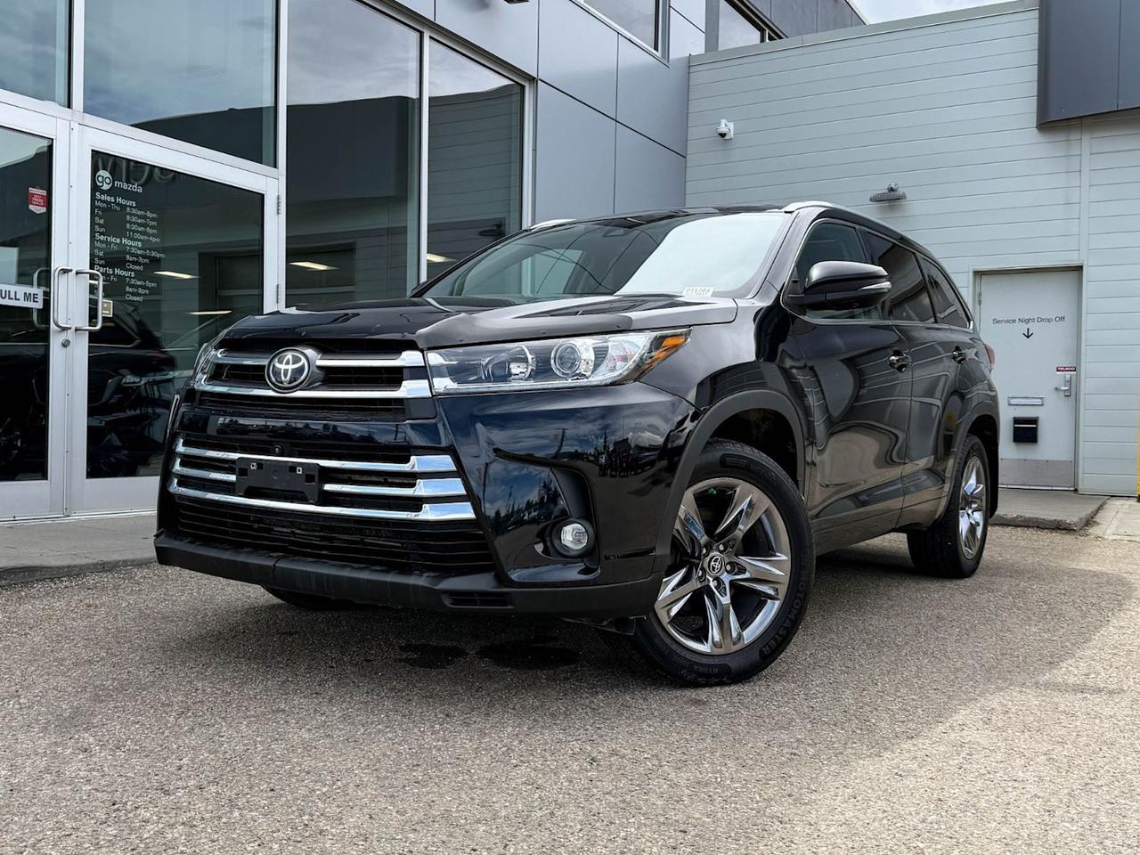 Discover the perfect blend of luxury, performance, and versatility with this pre-owned 2019 Toyota Highlander Limited AWD in sleek Midnight Black Metallic. Powered by a robust 3.5L V6 engine paired with an efficient Direct Shift 8-Speed Automatic Transmission and full-time AWD, this SUV delivers a smooth, confident ride in any condition.Step inside to experience heated and ventilated leather captains seats, a premium JBL Synthesis audio system, and advanced tech like adaptive cruise control and a comprehensive suite of safety features including lane departure prevention and blind-spot monitoring. The spacious third-row seating accommodates up to seven passengers comfortably, perfect for family adventures or group outings.With stylish 19 dark chrome alloy wheels, power liftgate, and roof rails, this Highlander blends utility with upscale design. Dont miss out on owning a dependable, feature-rich SUV ready to elevate your driving experience. Contact us today to schedule your test drive!
