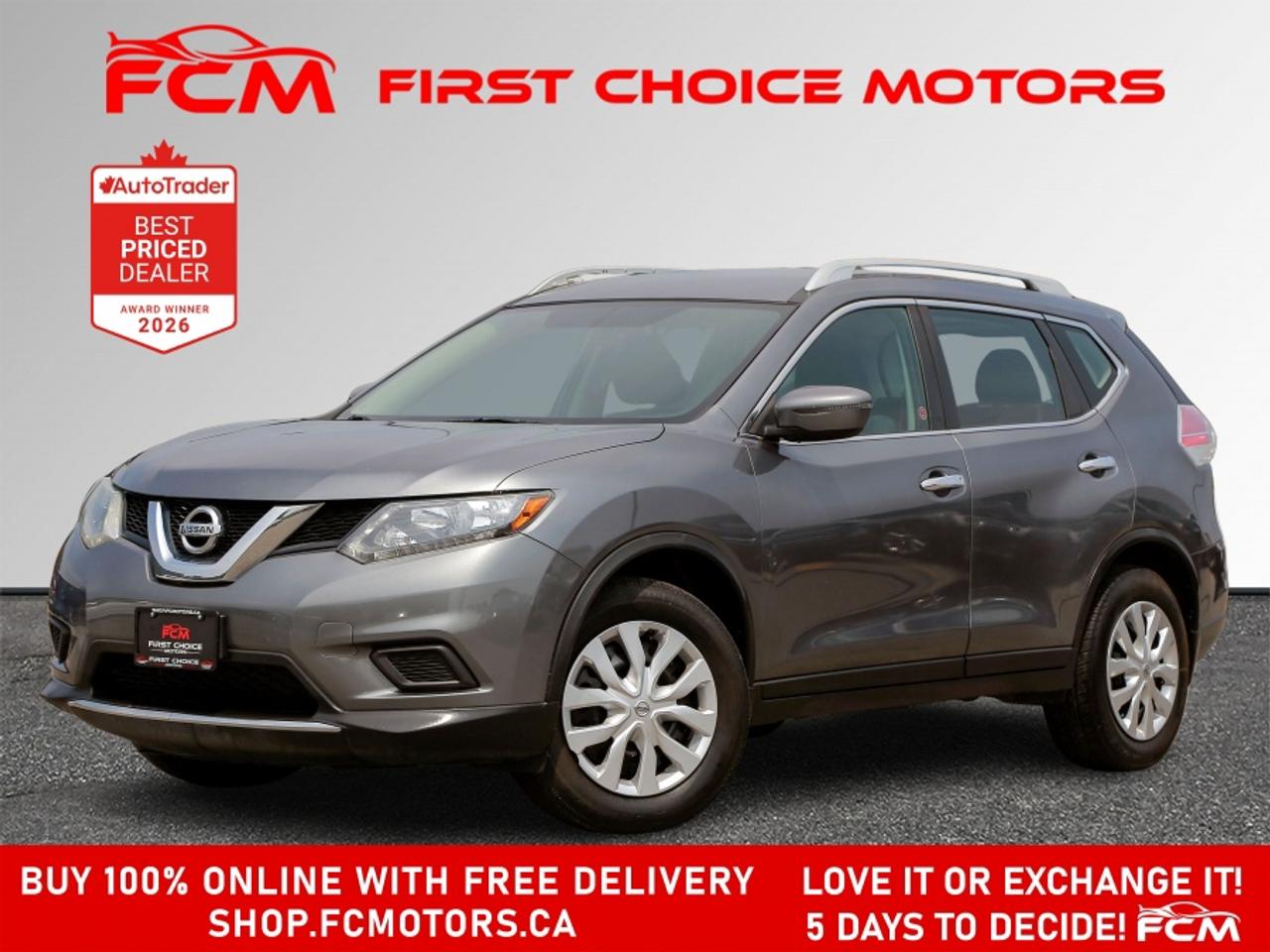 ** ** SPECIAL LIMITED TIME OFFER ** ** PURCHASE ANY VEHICLE THIS WEEK AND RECEIVE 4 BRAND-NEW ALL-SEASON TIRES AT NO ADDITIONAL COST!!! DON   T MISS THIS EXCLUSIVE CHANCE TO UPGRADE YOUR RIDE AND STAY PREPARED FOR ANY WEATHER!!! <br><br>EXCITING NEWS FROM FIRST CHOICE MOTORS! Our brand-new online showroom is now open to the public, bringing the ultimate car shopping experience right to your fingertips! Enjoy a 100% online car shopping experience, with over 500 certified vehicles in stock, comprehensive protection plans, and thousands of new auto parts & accessories available! Plus, for a limited time, were offering FREE deliveries across Ontario on all vehicle purchases! Dont miss out   visit Shop.fcmotors.ca to find and upgrade your perfect vehicle today!<br><br>Welcome to First Choice Motors, the largest car dealership in Toronto of pre-owned cars, SUVs, and vans priced between $5000-$15,000. With an impressive inventory of over 300 vehicles in stock, we are dedicated to providing our customers with a vast selection of affordable and reliable options. <br><br>Were thrilled to offer a used 2016 Nissan Rogue S, grey color with 186,000km (STK#9972) This vehicle was $9990 NOW ON SALE FOR $8990. It is equipped with the following features:<br>- Automatic Transmission<br>- Heated seats<br>- Bluetooth<br>- Reverse camera<br>- Power windows<br>- Power locks<br>- Power mirrors<br>- Air Conditioning<br><br>At First Choice Motors, we believe in providing quality vehicles that our customers can depend on. All our vehicles come with a 36-day guarantee on all safety related items. We also offer additional warranty options up to 5 years for our customers who want extra peace of mind.<br><br>Furthermore, all our vehicles are sold fully certified with brand new brakes rotors and pads, a fresh oil change, and brand new set of all-season tires installed & balanced. You can be confident that this car is in excellent condition and ready to hit the road.<br><br>At First Choice Motors, we believe that everyone deserves a chance to own a reliable and affordable vehicle. Thats why we offer financing options with low interest rates starting at 7.9% O.A.C. Were proud to approve all customers, including those with bad credit, no credit, students, and even 9 socials. Our finance team is dedicated to finding the best financing option for you and making the car buying process as smooth and stress-free as possible.<br><br>Our dealership is open 7 days a week to provide you with the best customer service possible. We carry the largest selection of used vehicles for sale under $9990 in all of Ontario. We stock over 300 cars, mostly Hyundai, Chevrolet, Mazda, Honda, Volkswagen, Toyota, Ford, Dodge, Kia, Mitsubishi, Acura, Lexus, and more. With our ongoing sale, you can find your dream car at a price you can afford. Come visit us today and experience why we are the best choice for your next used car purchase!<br><br>All prices include $22.00 OMVIC Fee.  Excludes, license plates, ownership registration and ONTARIO HST (13%)<br>*No Credit Card payments can be accepted for Vehicle Purchases*
