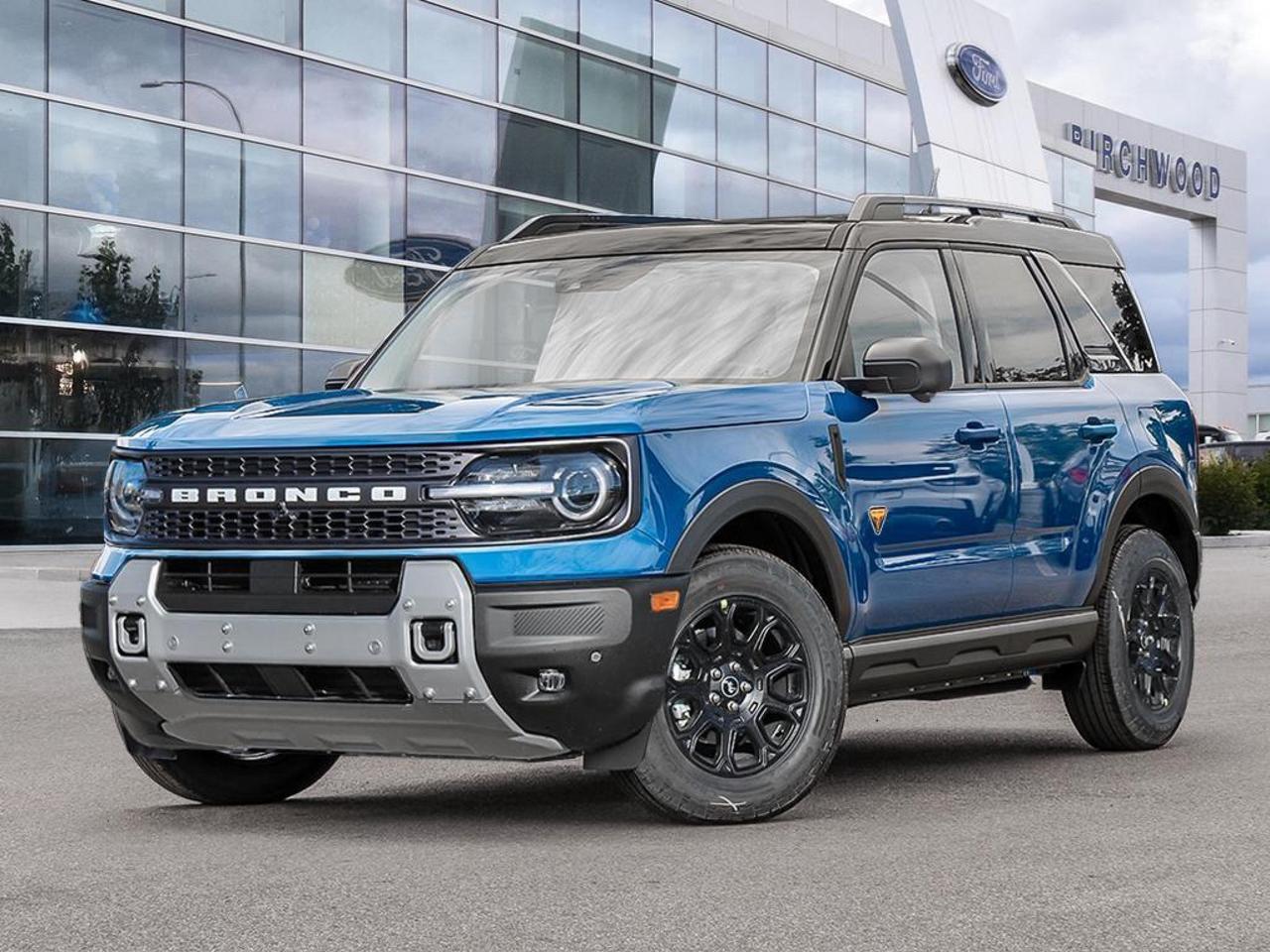 The 2026 Ford Bronco Sport Badlands is where capability meets comfort. Fresh off the lot at Birchwood Ford with just 26 km, this Badlands-trim SUV comes loaded with serious off-road hardware, advanced driver assistance technology, and a refined interior that makes every drive  on-road or off  a confident one.

Key Features:
- Part and Full-Time 4WD with Hill Descent Control and Hill Hold Control  purpose-built for off-road confidence
- 2.0L 4-cylinder engine delivering strong performance with 8.7 L/100 km highway fuel economy
- Adaptive Cruise Control with Stop-and-Go for effortless highway driving
- Heated leatherette steering wheel and voice-activated dual-zone automatic climate control for all-season comfort
- BLIS Blind Spot Information System, Lane Centering, and Evasion Assist for comprehensive safety awareness
- Aerial View Camera System plus front and rear parking sensors for precise maneuvering
- Flip-up rear window, full-size spare mounted inside under cargo, and Class II tow hitch  trail-ready right out of the box
- Driver Monitoring Alert and Collision Mitigation-Front for proactive protection on every journey

Ready to take it off the beaten path? Visit us at Birchwood Ford to book your test drive, ask questions, or get started on your purchase today. Explore your options at www.birchwoodford.ca  were here to make the process straightforward and pressure-free.
Birchwood Ford is your choice for New Ford vehicles in Winnipeg. 

At Birchwood Ford, we hold ourselves to the highest standard. Our number one focus is customer satisfaction which has awarded us the Ford of Canadas Presidents Award for 5 consecutive years. This honour is presented to Ford dealers that have proven outstanding results in Sales and Customer Service Excellence.

Are you a newcomer to Canada, recent graduate, first time car buyer or physically challenged? Ask us about our exclusive rebates and how they may apply to you.
 
Interested in seeing/hearing more? Book a test drive or give us a call at (204) 661-9555 and we can help you with whatever you need!

Dealer permit #4454
Dealer permit #4454